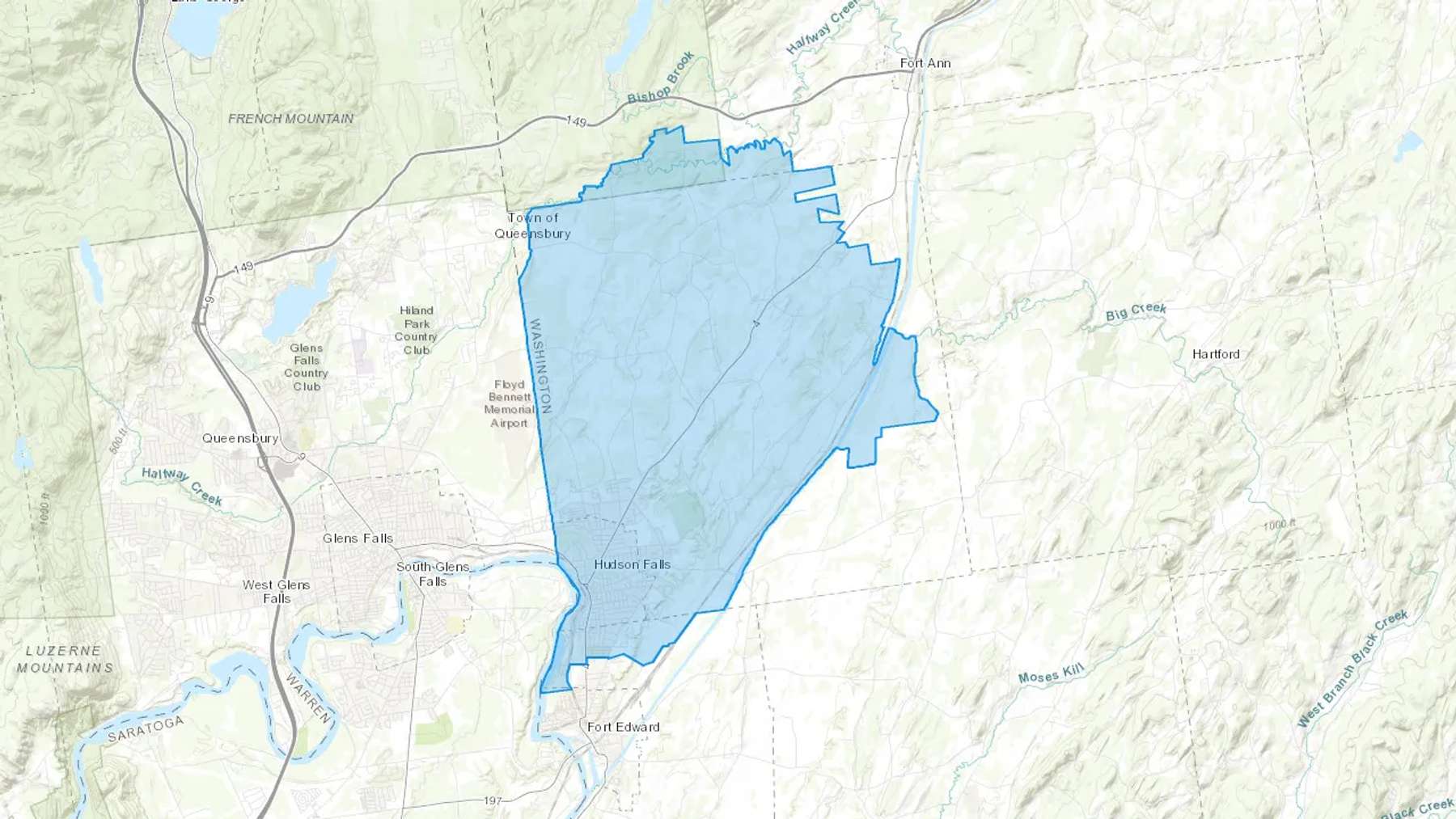 Hudson Falls, NY Cash heating Oil delivery map Map of the COD Fuel Oil delivery service area for Hudson Falls, NY