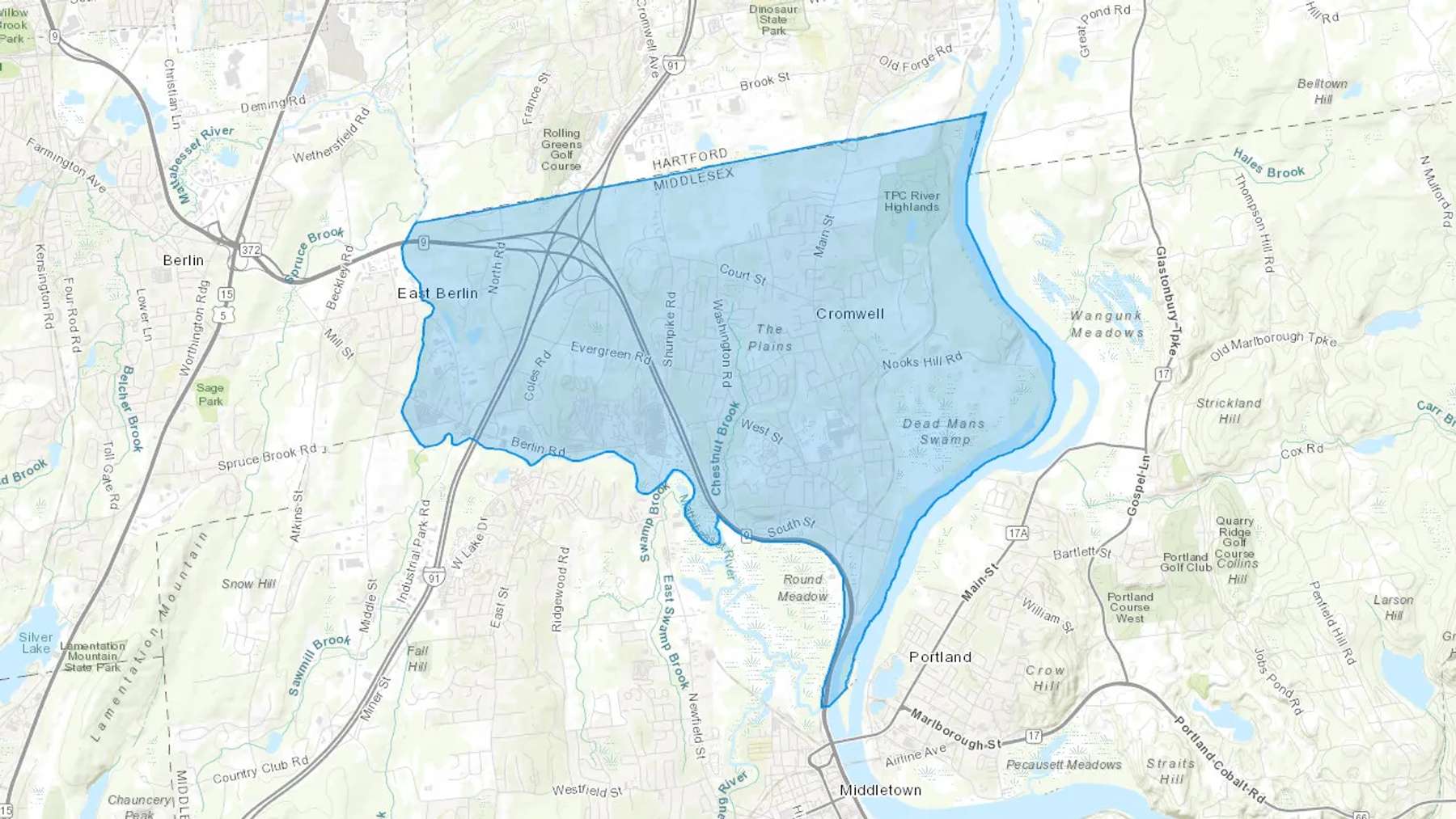 Cromwell, CT Cash heating Oil delivery map Map of the COD Fuel Oil delivery service area for Cromwell, CT