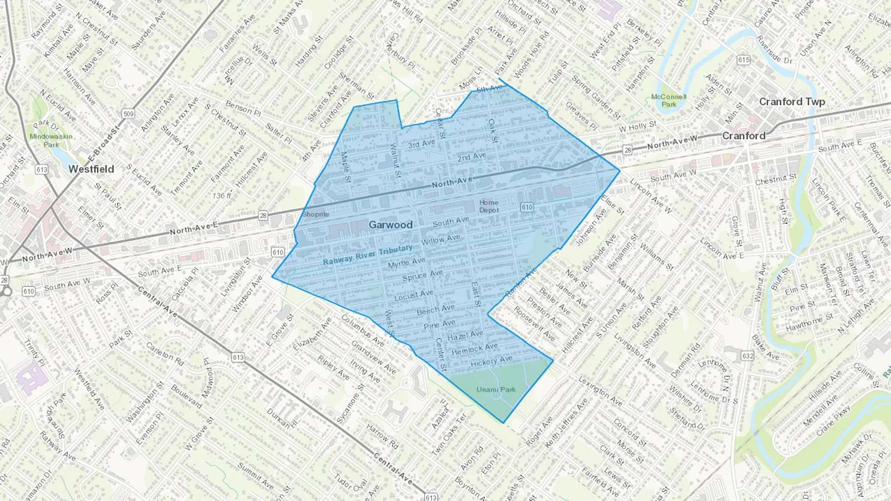 Garwood, NJ Cash heating Oil delivery map Map of the COD Fuel Oil delivery service area for Garwood, NJ