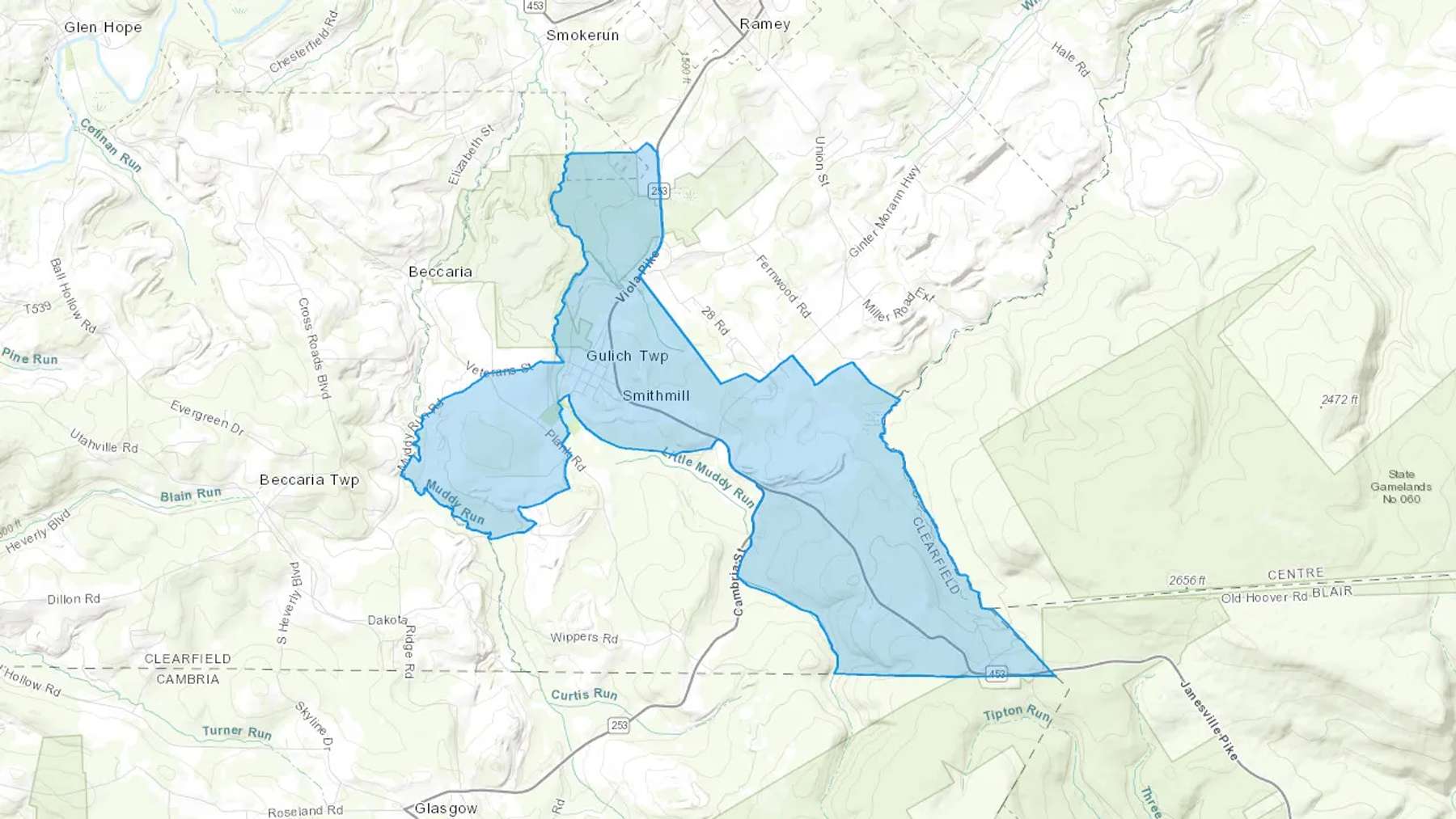 Smithmill, PA Cash heating Oil delivery map Map of the COD Fuel Oil delivery service area for Smithmill, PA