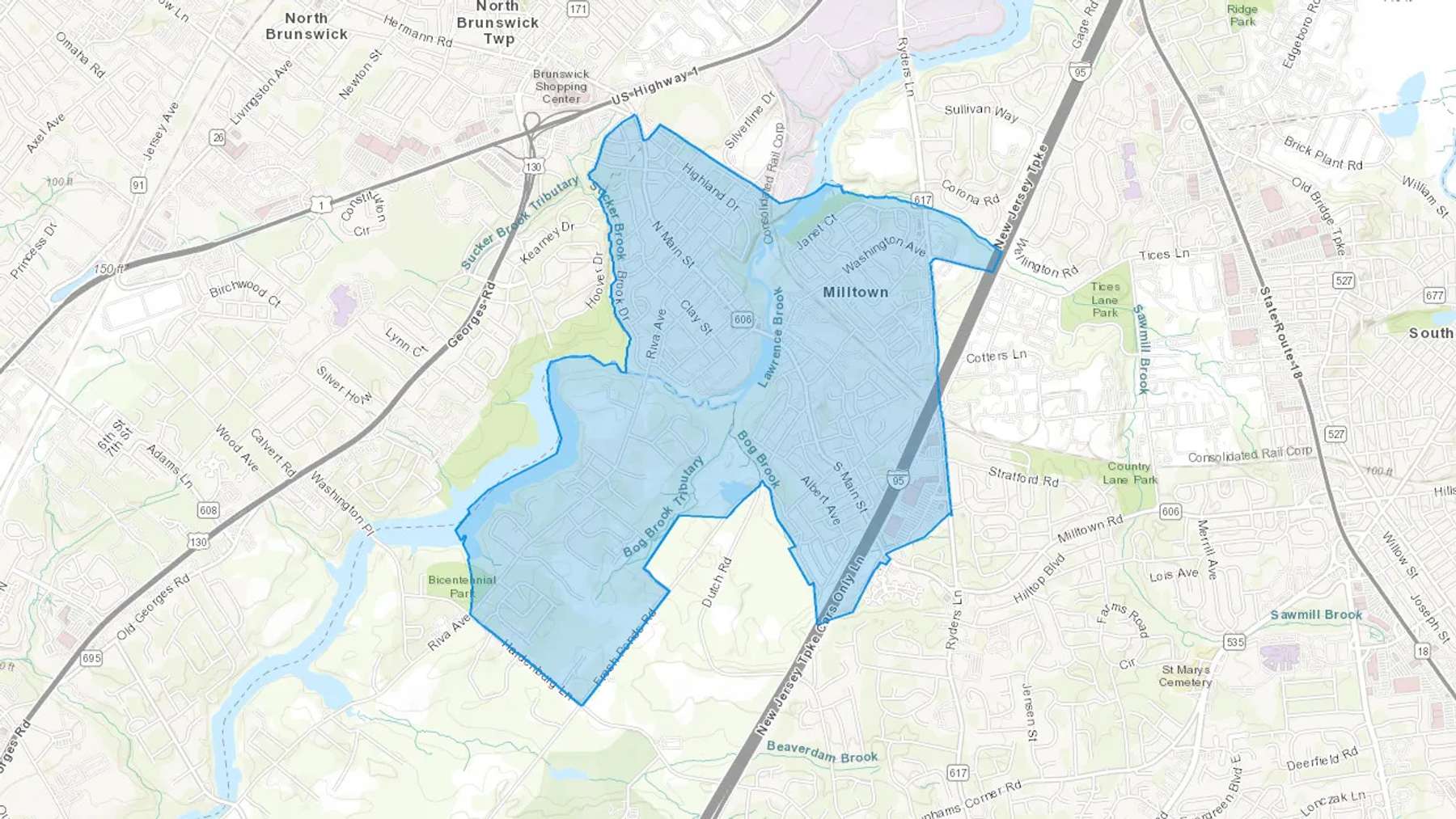 Milltown, NJ Cash heating Oil delivery map Map of the COD Fuel Oil delivery service area for Milltown, NJ