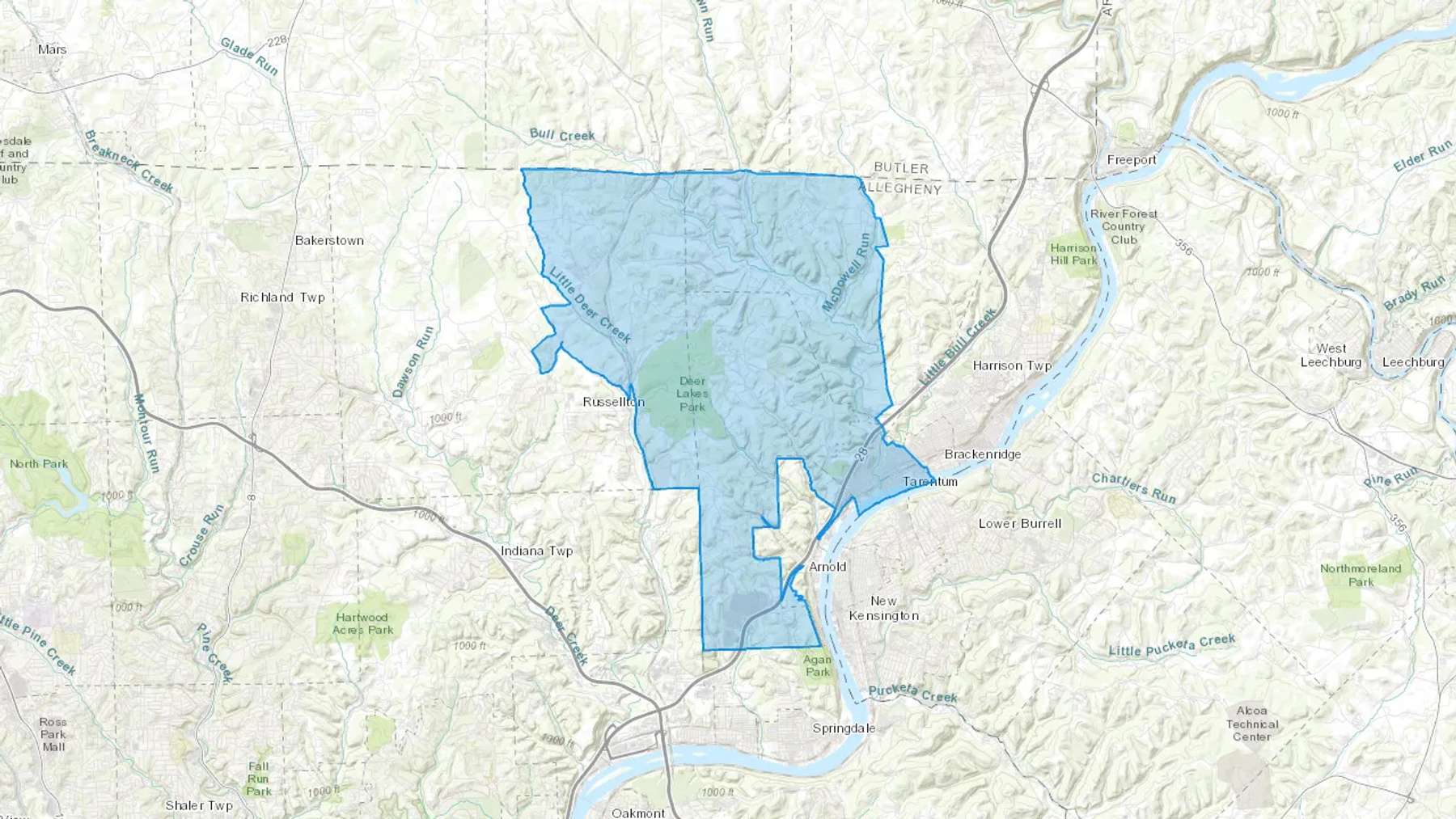 Tarentum, PA Cash heating Oil delivery map Map of the COD Fuel Oil delivery service area for Tarentum, PA