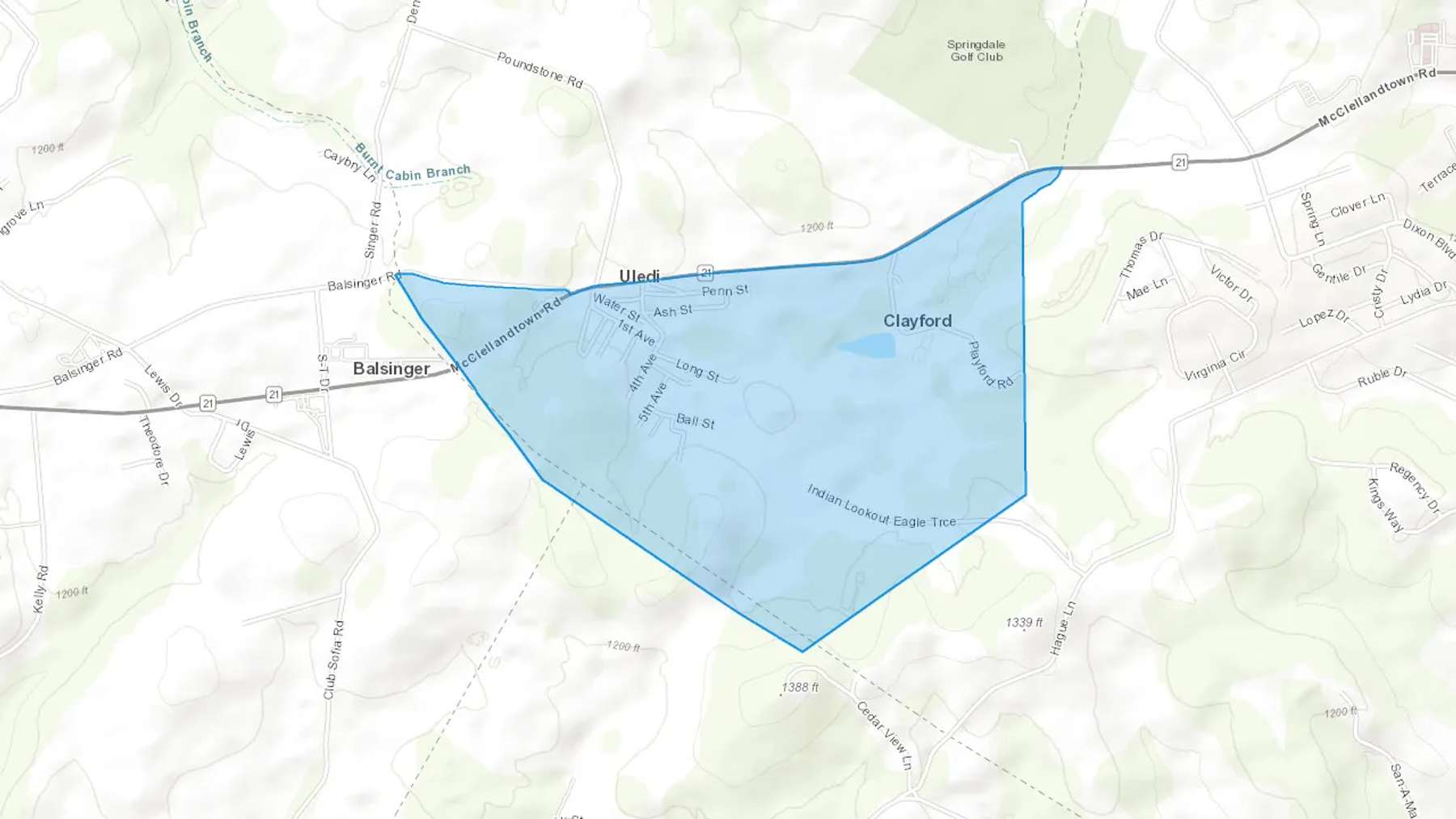 Uledi, PA Cash heating Oil delivery map Map of the COD Fuel Oil delivery service area for Uledi, PA