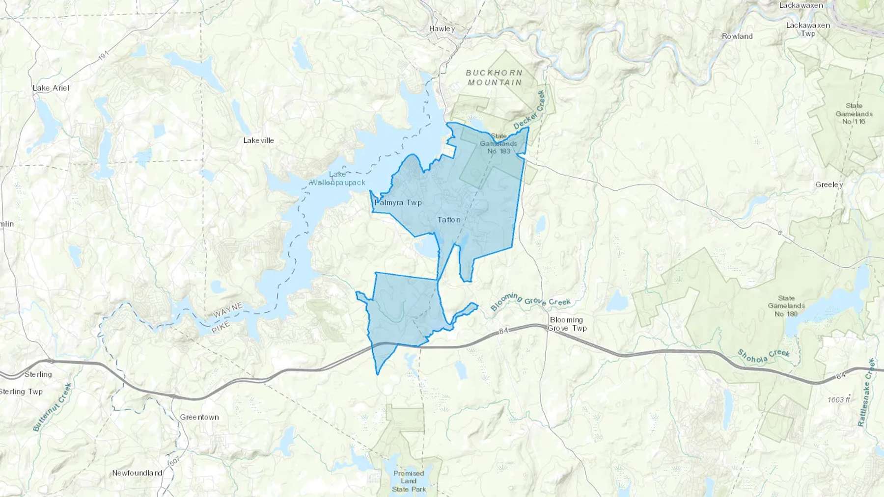 Tafton, PA Cash heating Oil delivery map Map of the COD Fuel Oil delivery service area for Tafton, PA