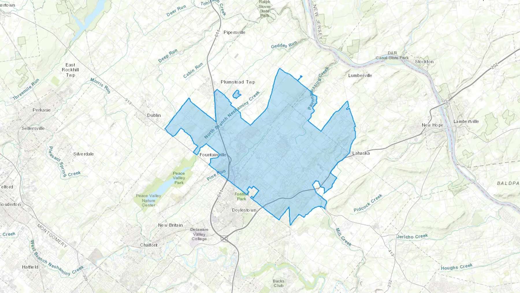Danboro, PA Cash heating Oil delivery map Map of the COD Fuel Oil delivery service area for Danboro, PA