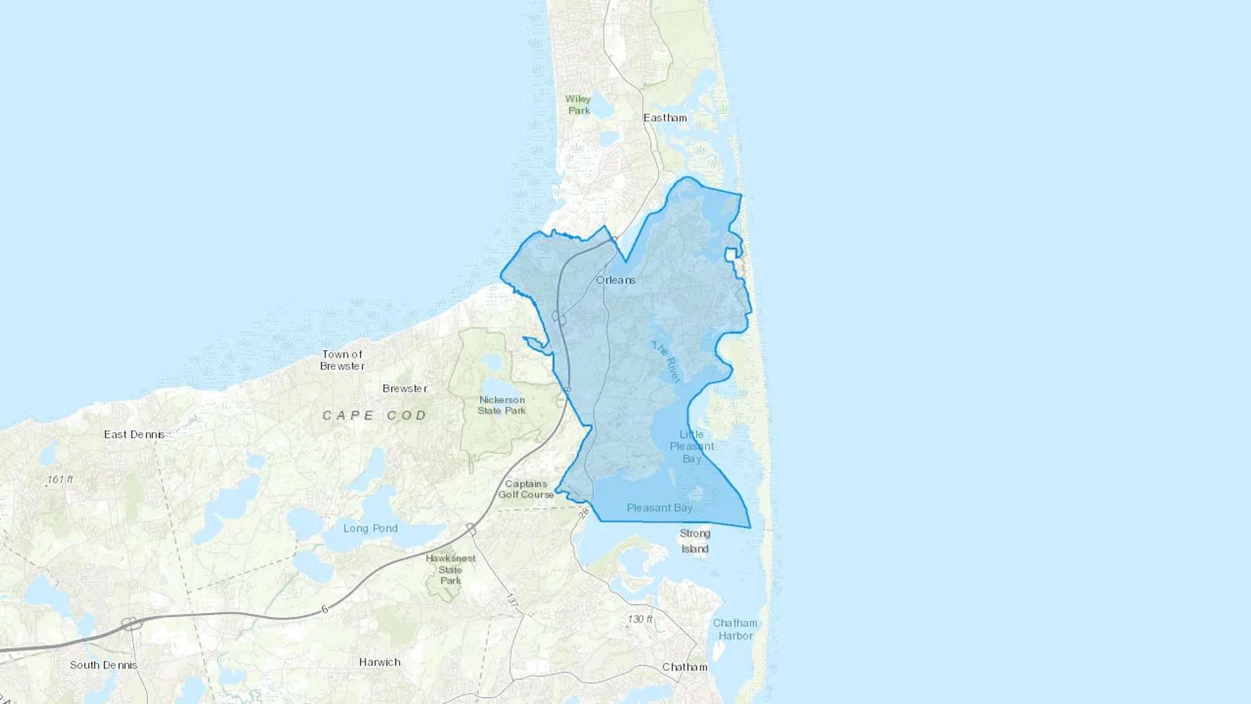 South Orleans, MA Cash heating Oil delivery map Map of the COD Fuel Oil delivery service area for South Orleans, MA
