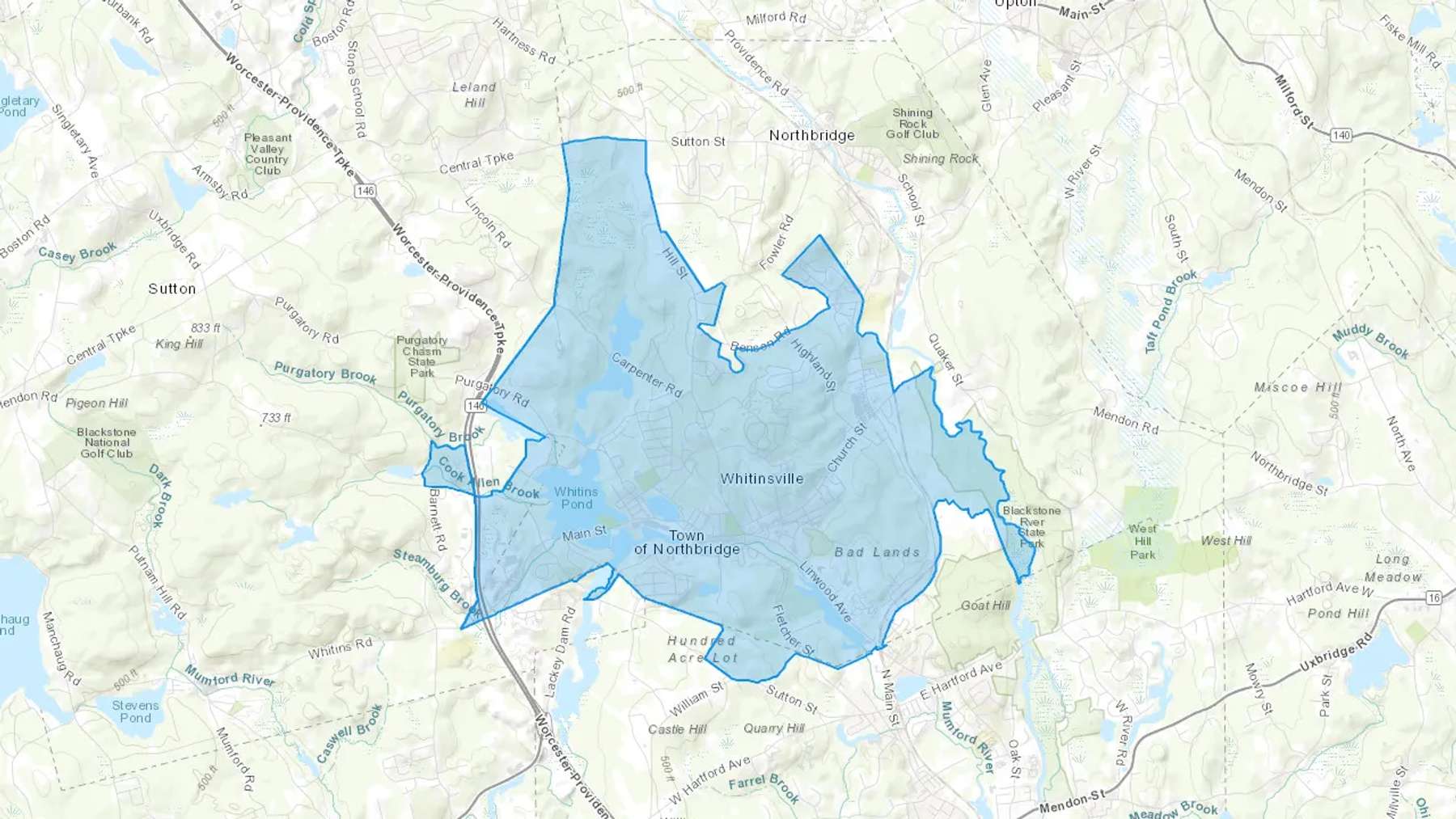 West Millbury, MA Cash heating Oil delivery map Map of the COD Fuel Oil delivery service area for West Millbury, MA