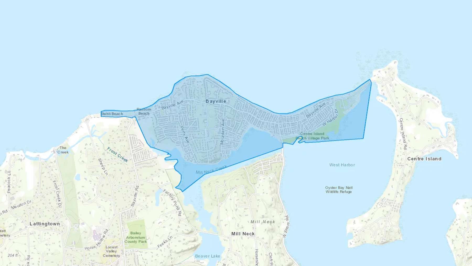 Bayville, NY Cash heating Oil delivery map Map of the COD Fuel Oil delivery service area for Bayville, NY