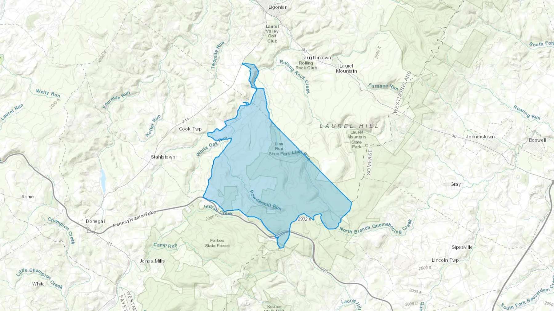 Rector, PA Cash heating Oil delivery map Map of the COD Fuel Oil delivery service area for Rector, PA