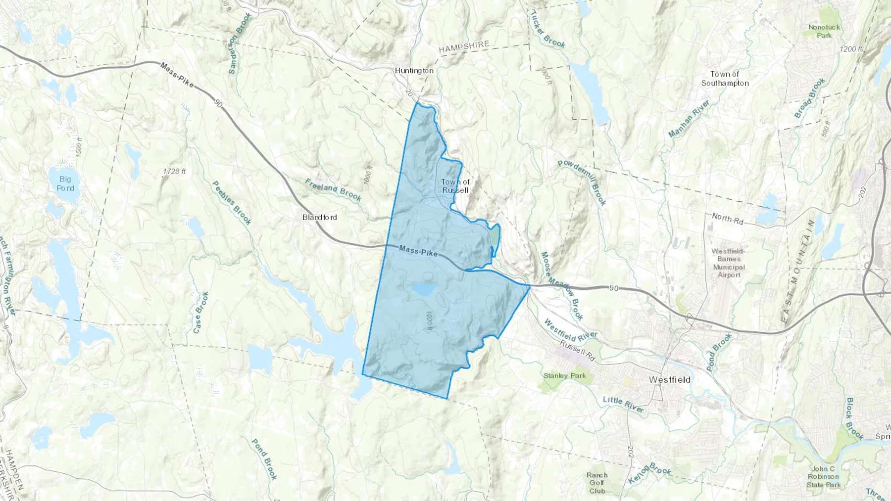 Woronoco, MA Cash heating Oil delivery map Map of the COD Fuel Oil delivery service area for Woronoco, MA