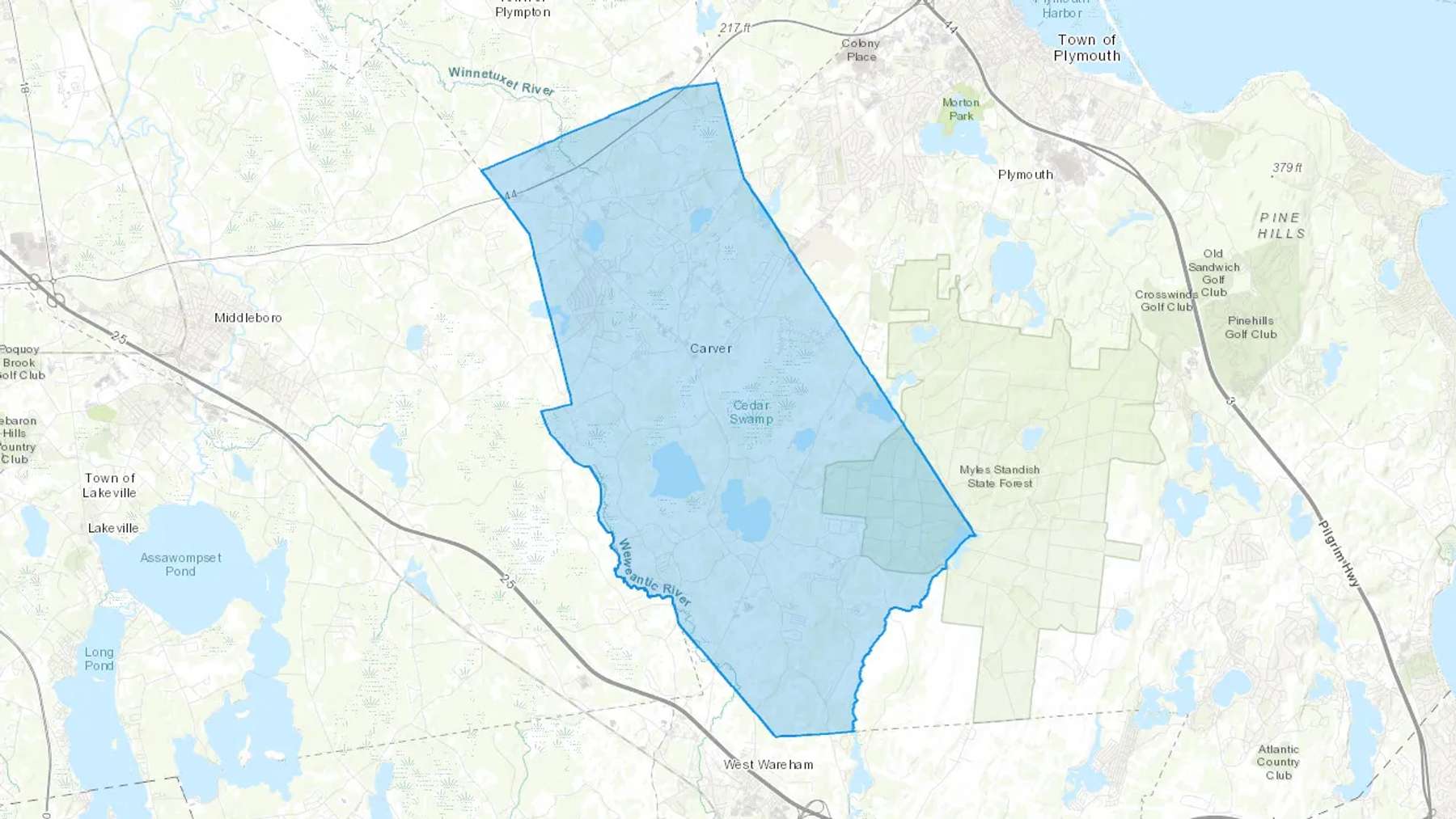 North Carver, MA Cash heating Oil delivery map Map of the COD Fuel Oil delivery service area for North Carver, MA