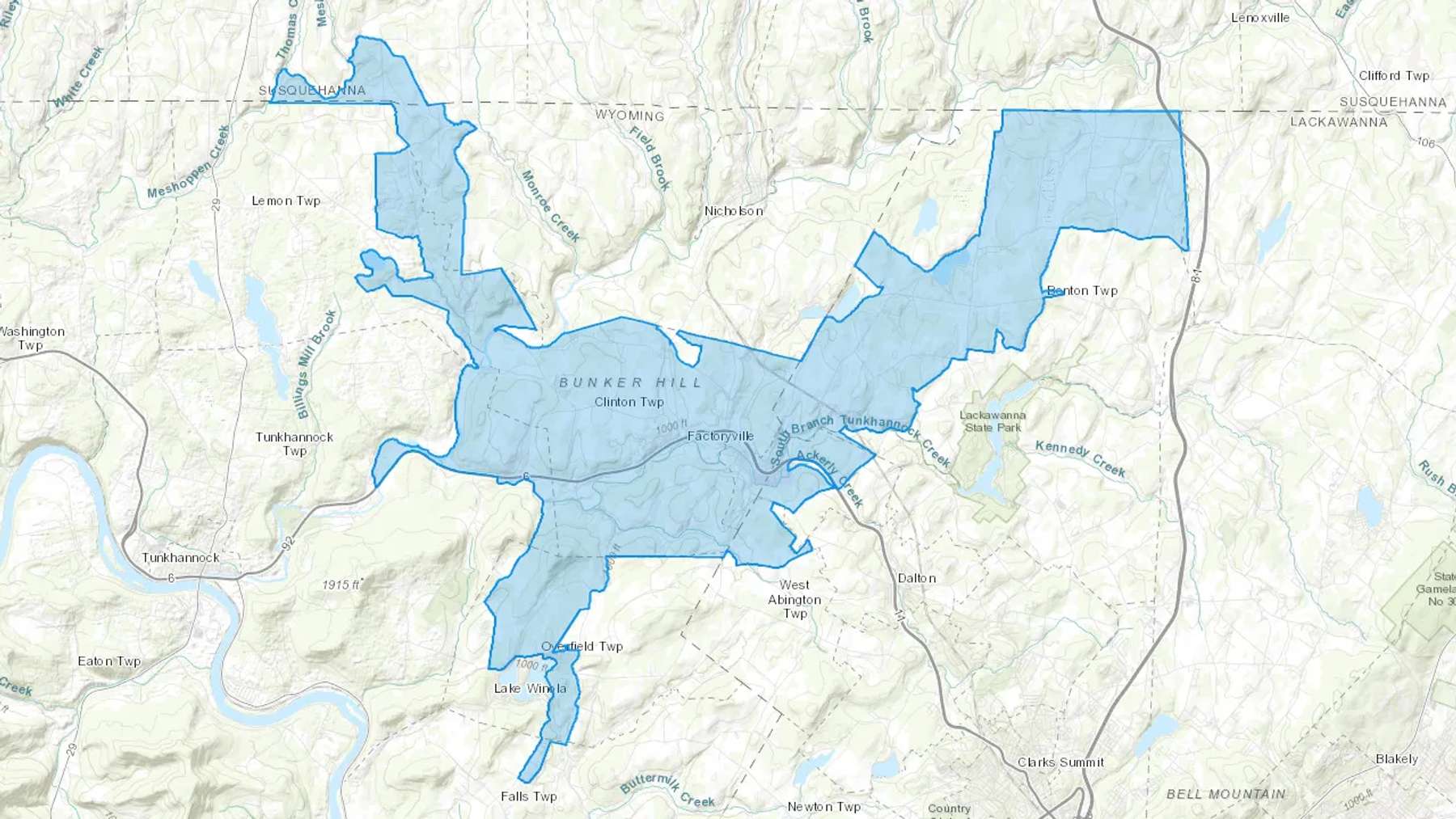 Fleetville, PA Cash heating Oil delivery map Map of the COD Fuel Oil delivery service area for Fleetville, PA