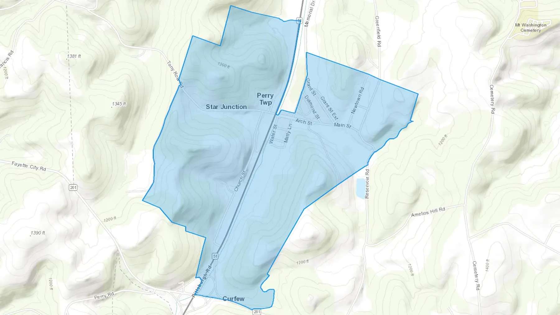 Star Junction, PA Cash heating Oil delivery map Map of the COD Fuel Oil delivery service area for Star Junction, PA