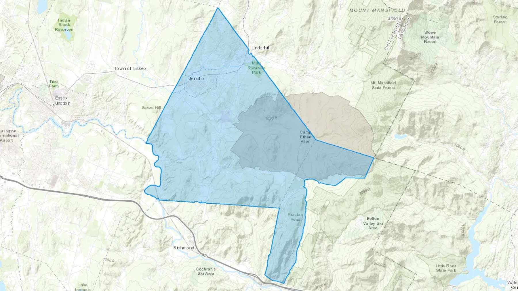 Jericho, VT Cash heating Oil delivery map Map of the COD Fuel Oil delivery service area for Jericho, VT