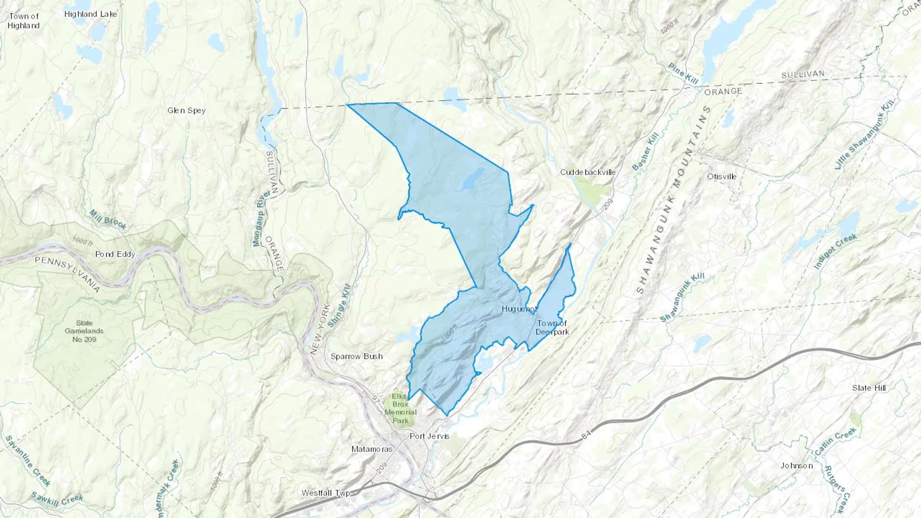 Huguenot, NY Cash heating Oil delivery map Map of the COD Fuel Oil delivery service area for Huguenot, NY
