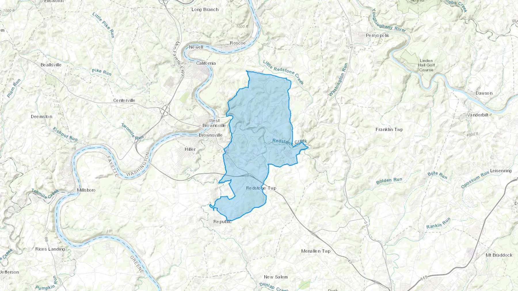 Grindstone, PA Cash heating Oil delivery map Map of the COD Fuel Oil delivery service area for Grindstone, PA