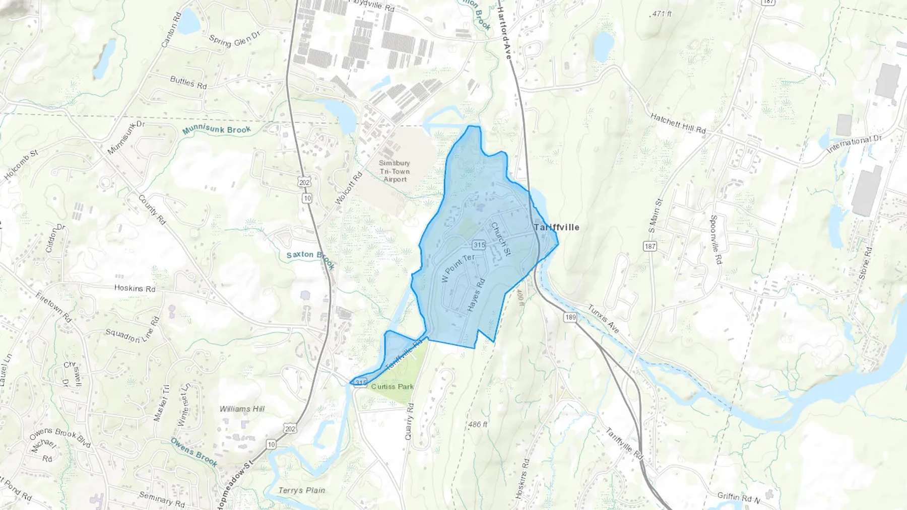 Tariffville, CT Cash heating Oil delivery map Map of the COD Fuel Oil delivery service area for Tariffville, CT