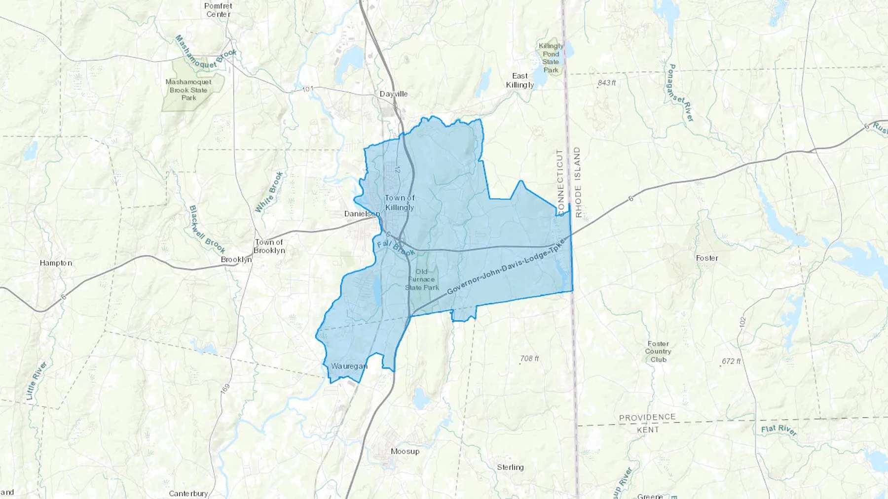 Danielson, CT Cash heating Oil delivery map Map of the COD Fuel Oil delivery service area for Danielson, CT