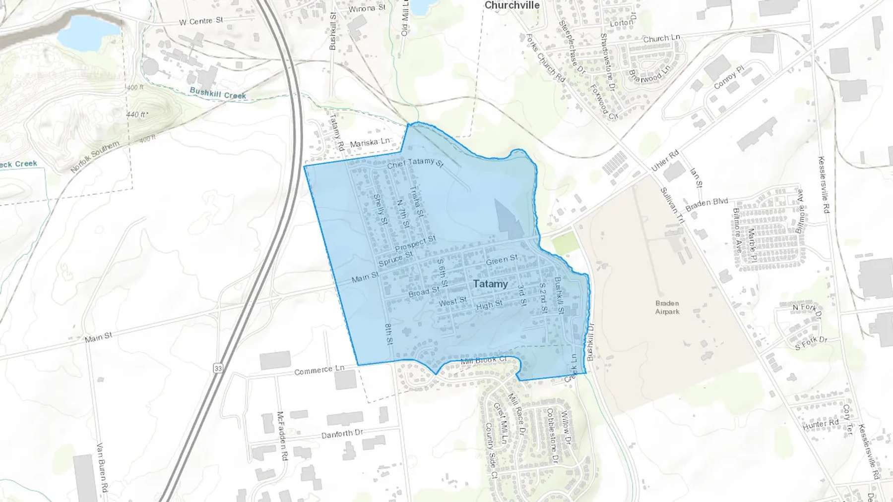 Tatamy, PA Cash heating Oil delivery map Map of the COD Fuel Oil delivery service area for Tatamy, PA