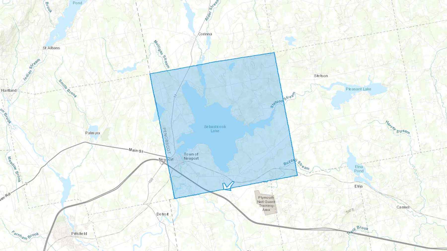 Newport, ME Cash heating Oil delivery map Map of the COD Fuel Oil delivery service area for Newport, ME