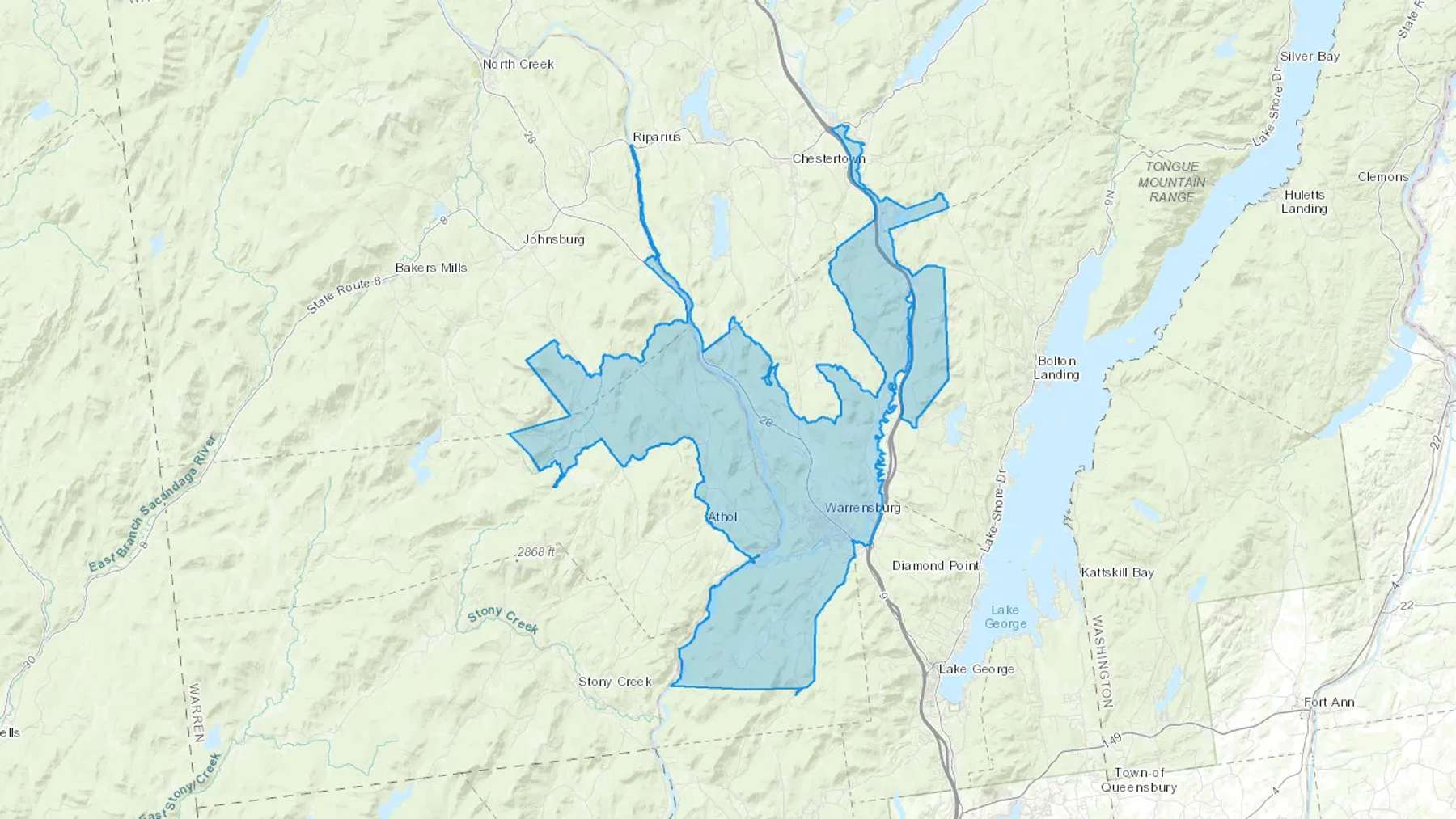 Warrensburg, NY Cash heating Oil delivery map Map of the COD Fuel Oil delivery service area for Warrensburg, NY