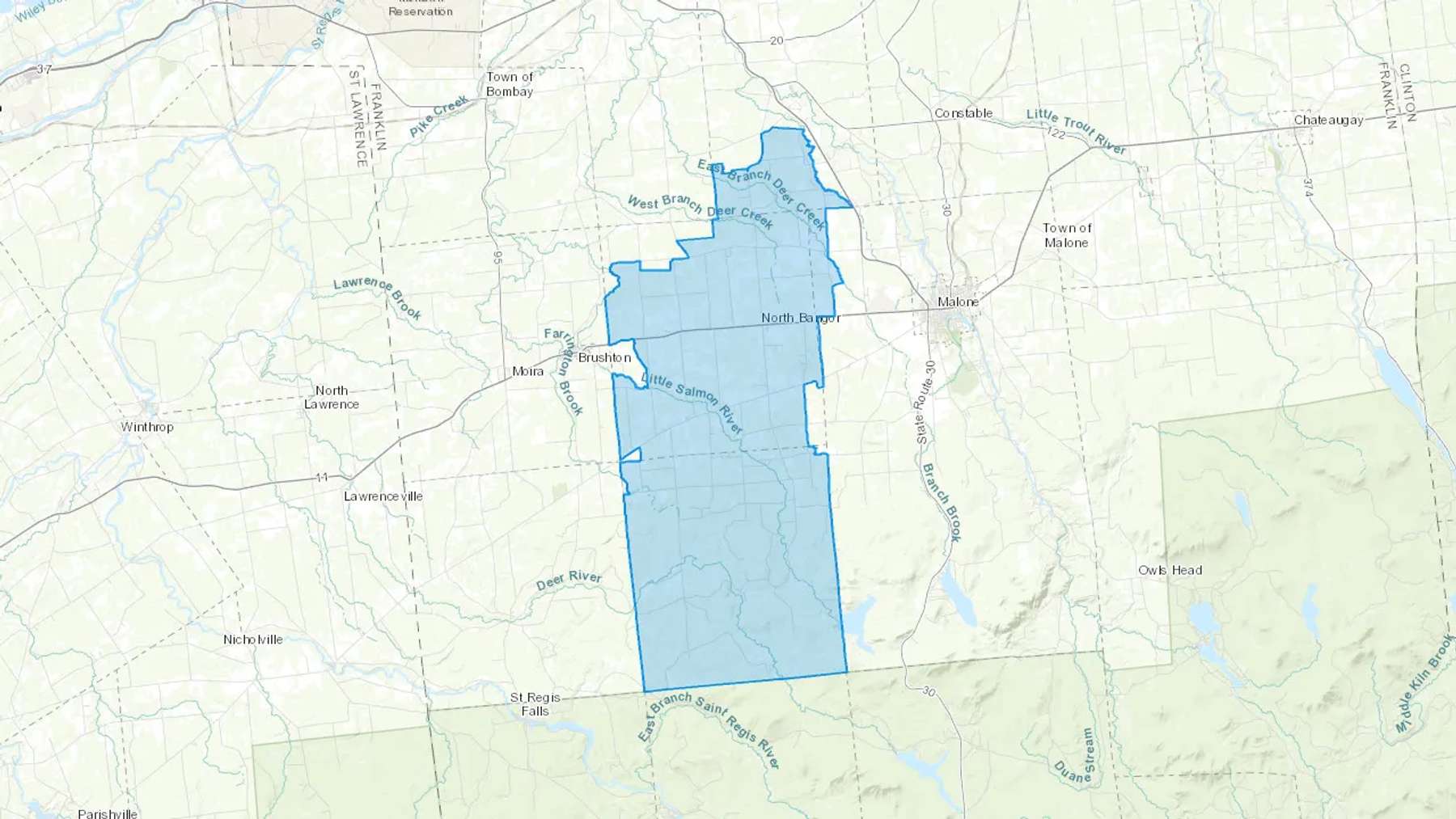 North Bangor, NY Cash heating Oil delivery map Map of the COD Fuel Oil delivery service area for North Bangor, NY