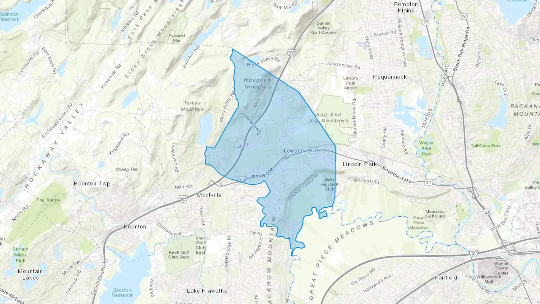 Towaco, NJ Cash heating Oil delivery map Map of the COD Fuel Oil delivery service area for Towaco, NJ