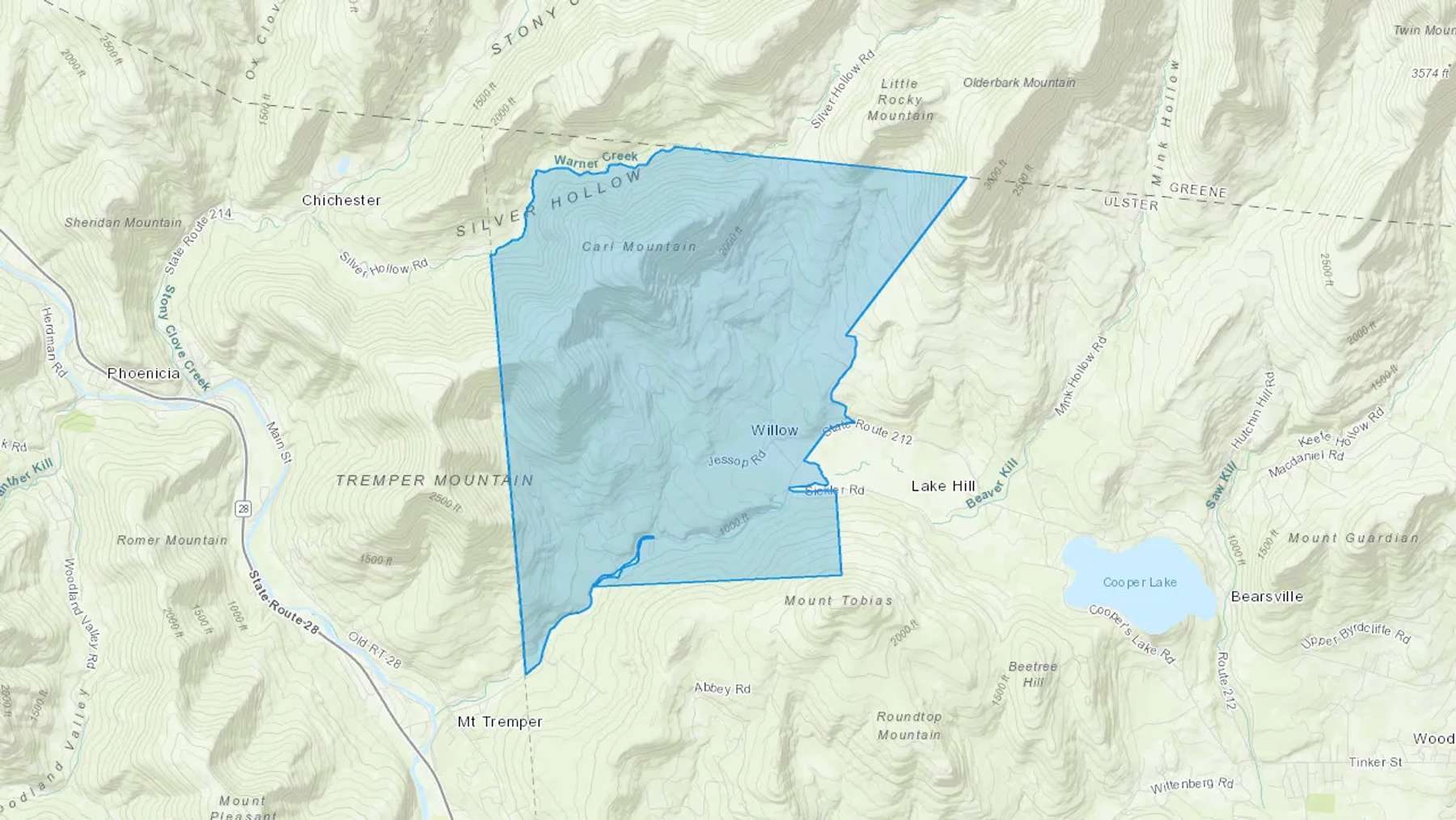 Willow, NY Cash heating Oil delivery map Map of the COD Fuel Oil delivery service area for Willow, NY