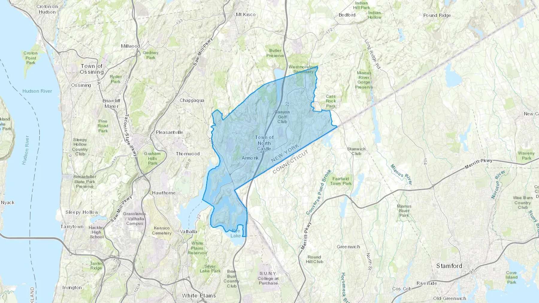 Armonk, NY Cash heating Oil delivery map Map of the COD Fuel Oil delivery service area for Armonk, NY