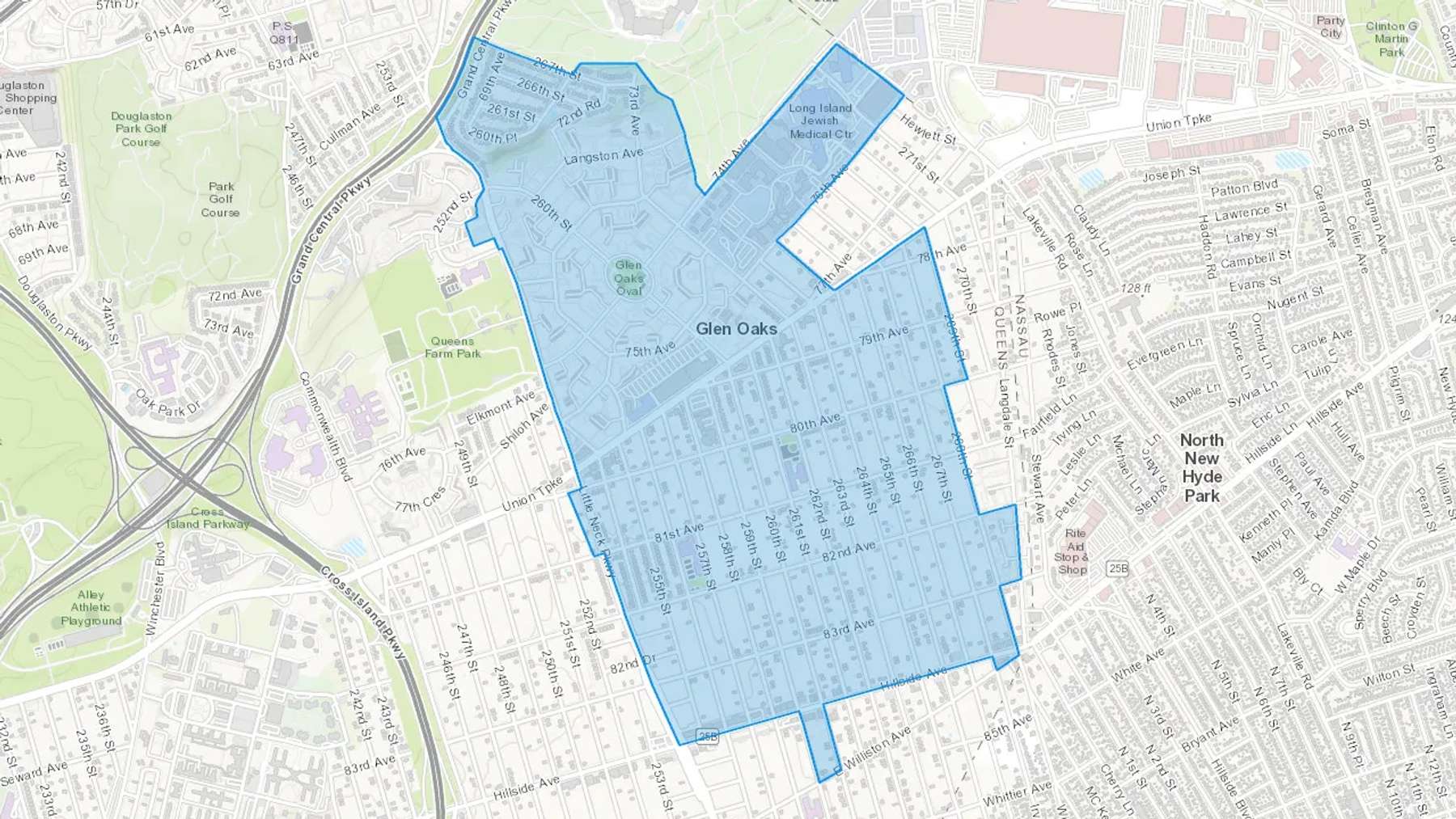 Glen Oaks, NY Cash heating Oil delivery map Map of the COD Fuel Oil delivery service area for Glen Oaks, NY