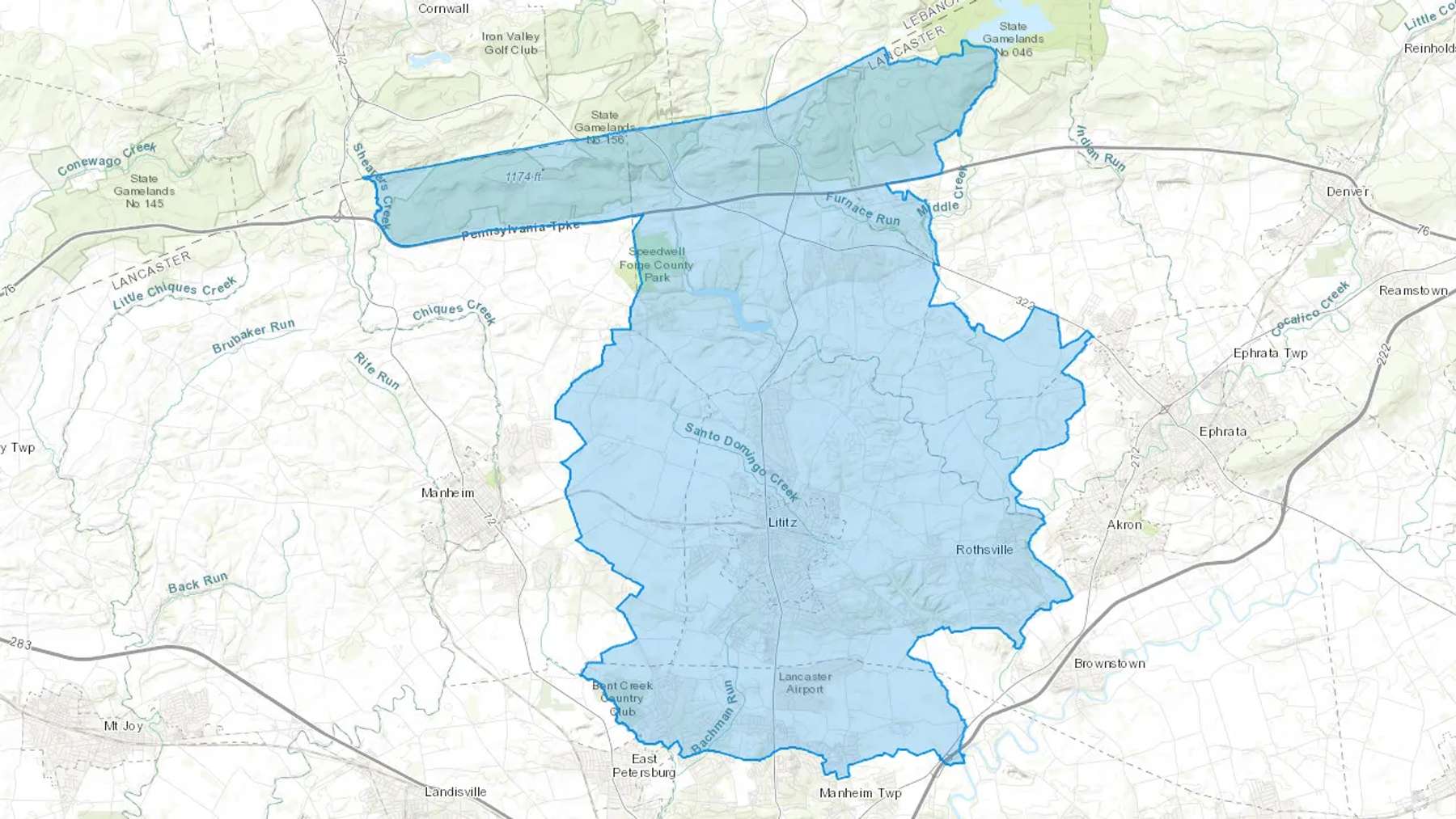 Elm, PA Cash heating Oil delivery map Map of the COD Fuel Oil delivery service area for Elm, PA