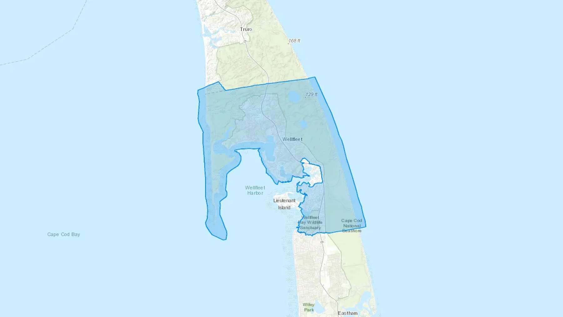 South Wellfleet, MA Cash heating Oil delivery map Map of the COD Fuel Oil delivery service area for South Wellfleet, MA