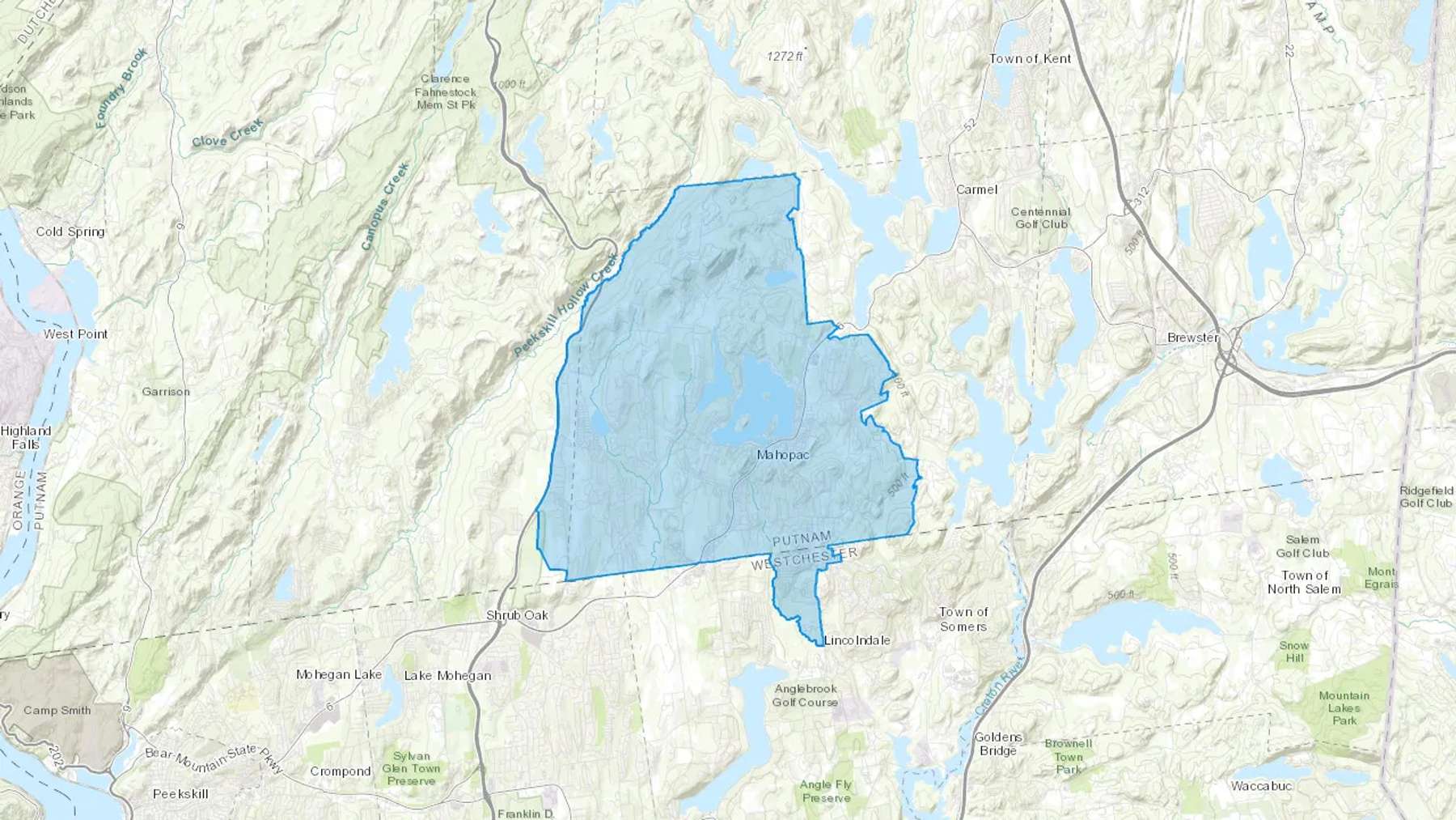 Mahopac, NY Cash heating Oil delivery map Map of the COD Fuel Oil delivery service area for Mahopac, NY