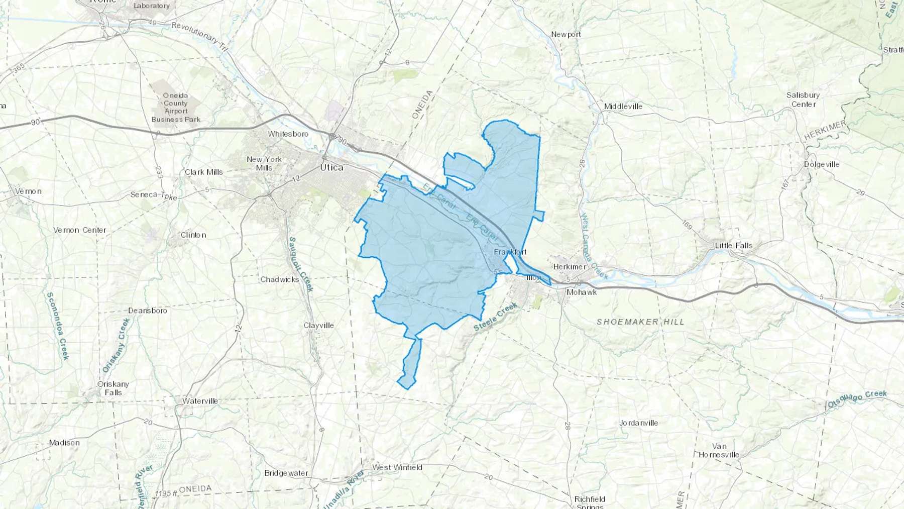 Frankfort, NY Cash heating Oil delivery map Map of the COD Fuel Oil delivery service area for Frankfort, NY