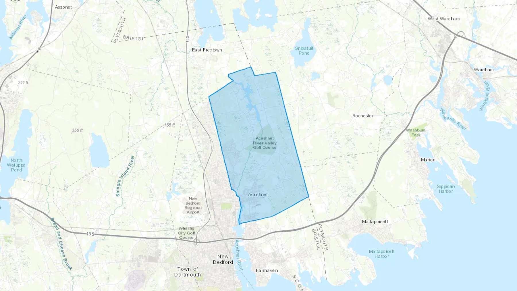 Acushnet, MA Cash heating Oil delivery map Map of the COD Fuel Oil delivery service area for Acushnet, MA