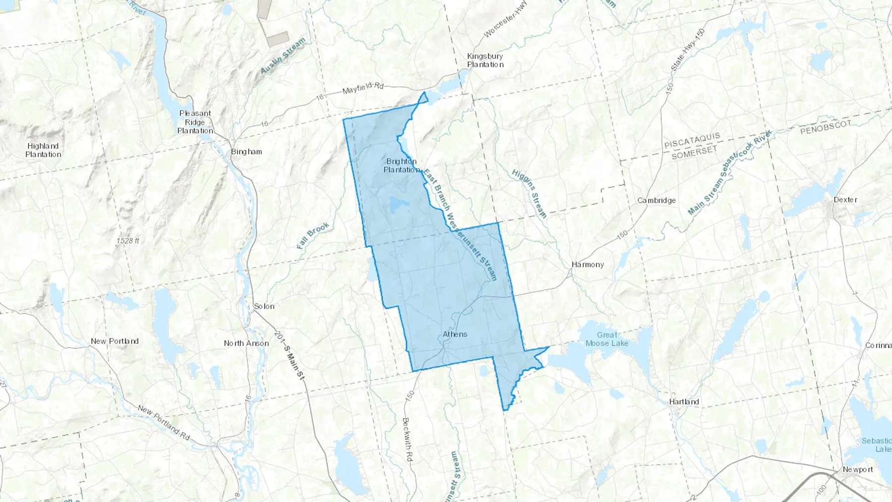 Athens' ME Cash heating Oil delivery map Map of the COD Fuel Oil delivery service area for Athens, ME