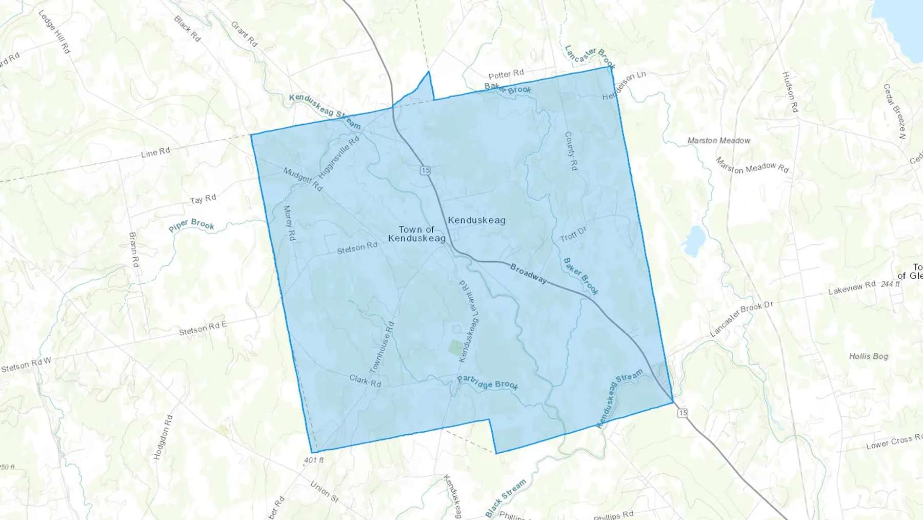 Kenduskeag, ME Cash heating Oil delivery map Map of the COD Fuel Oil delivery service area for Kenduskeag, ME