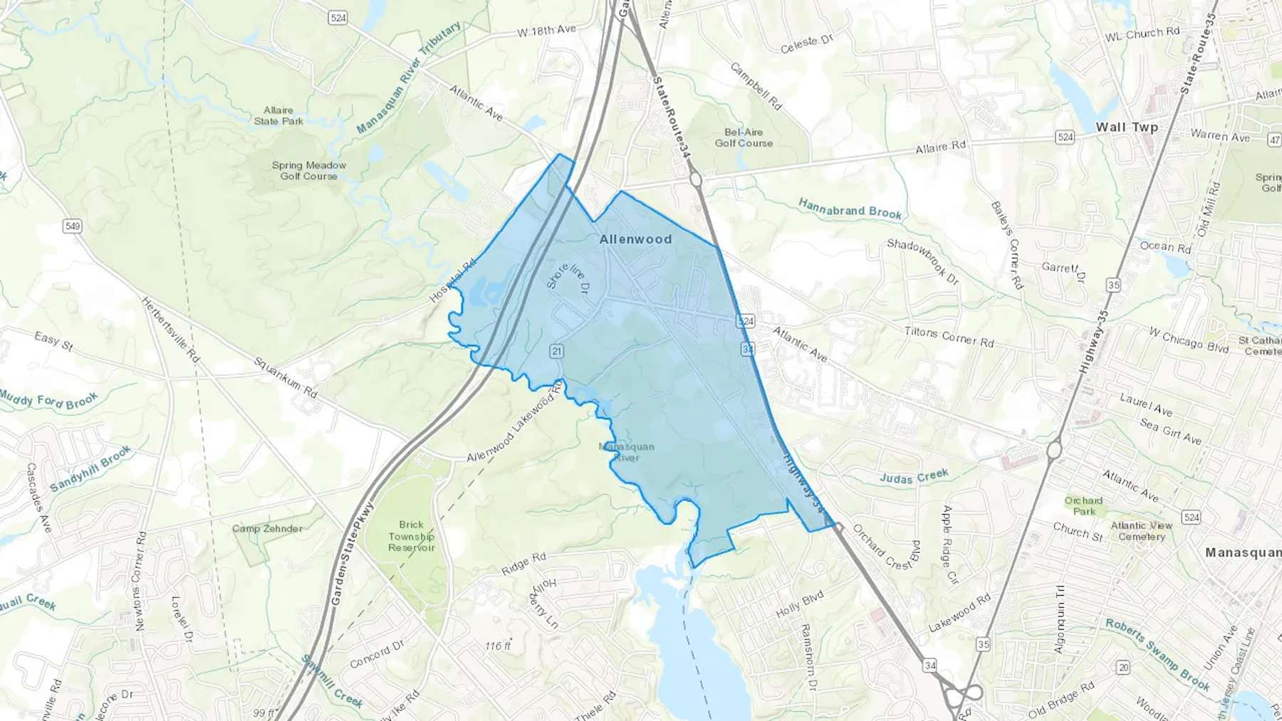 Allenwood, NJ Cash heating Oil delivery map Map of the COD Fuel Oil delivery service area for Allenwood, NJ
