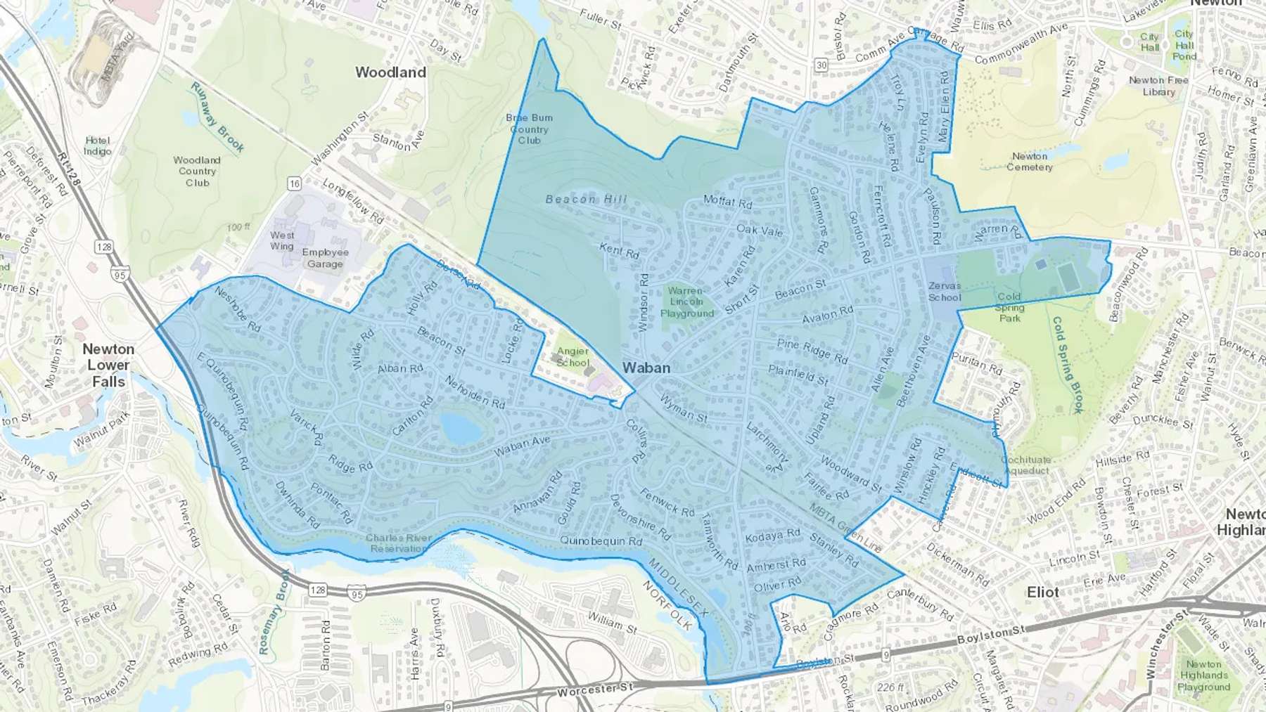 Waban, MA Cash heating Oil delivery map Map of the COD Fuel Oil delivery service area for Waban, MA