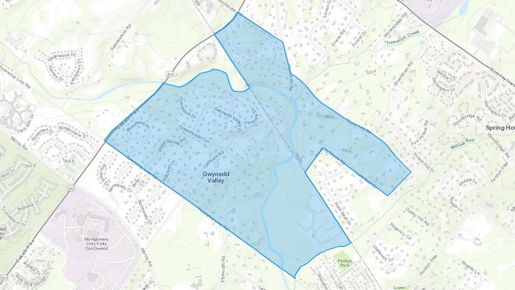 Gwynedd Valley, PA Cash heating Oil delivery map Map of the COD Fuel Oil delivery service area for Gwynedd Valley, PA