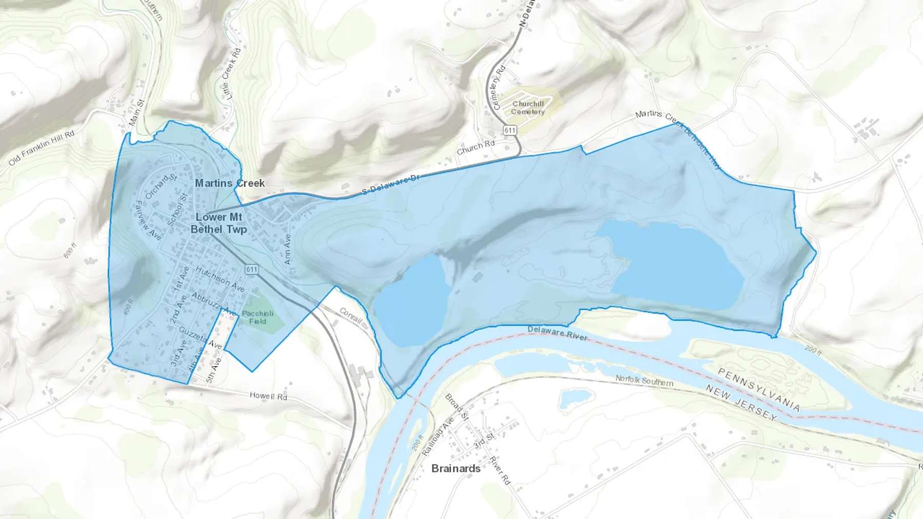 Martins Creek, PA Cash heating Oil delivery map Map of the COD Fuel Oil delivery service area for Martins Creek, PA