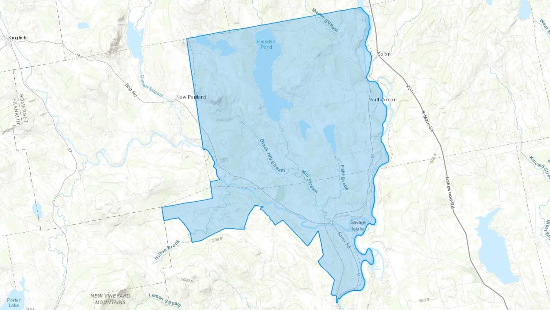 North Anson, ME Cash heating Oil delivery map Map of the COD Fuel Oil delivery service area for North Anson, ME