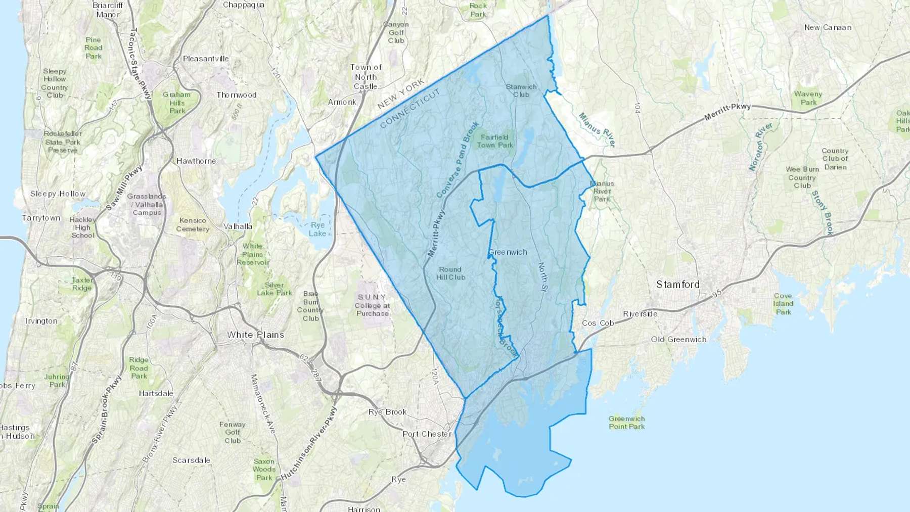 Greenwich, CT Cash heating Oil delivery map Map of the COD Fuel Oil delivery service area for Greenwich, CT
