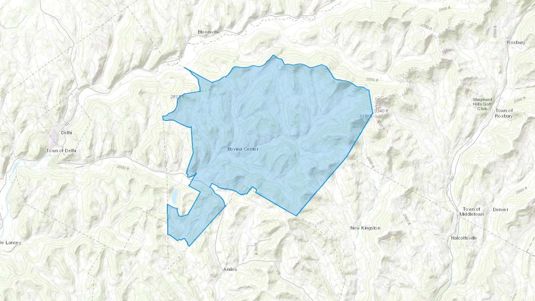 Bovina Center, NY Cash heating Oil delivery map Map of the COD Fuel Oil delivery service area for Bovina Center, NY