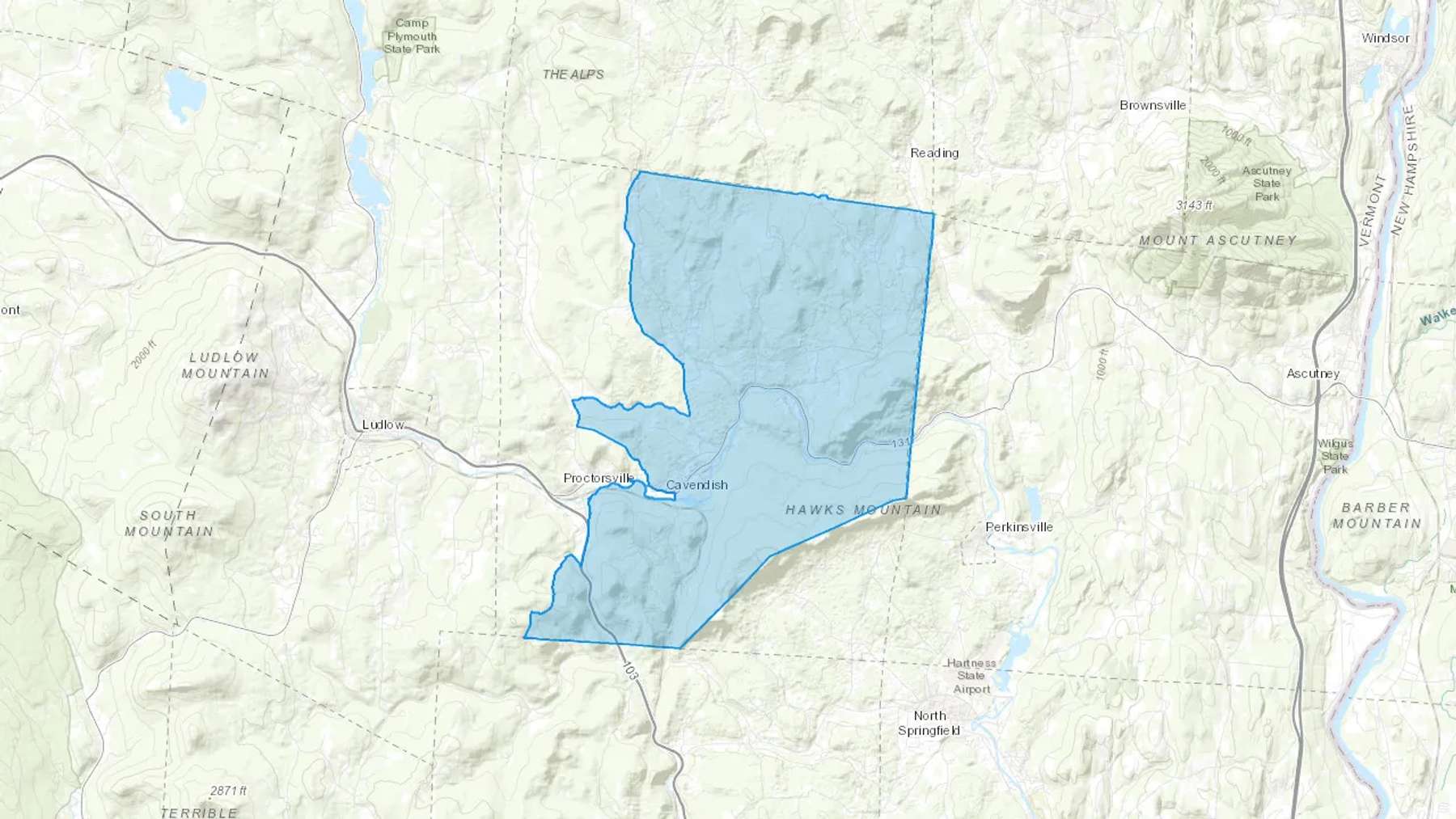 Cavendish, VT Cash heating Oil delivery map Map of the COD Fuel Oil delivery service area for Cavendish, VT