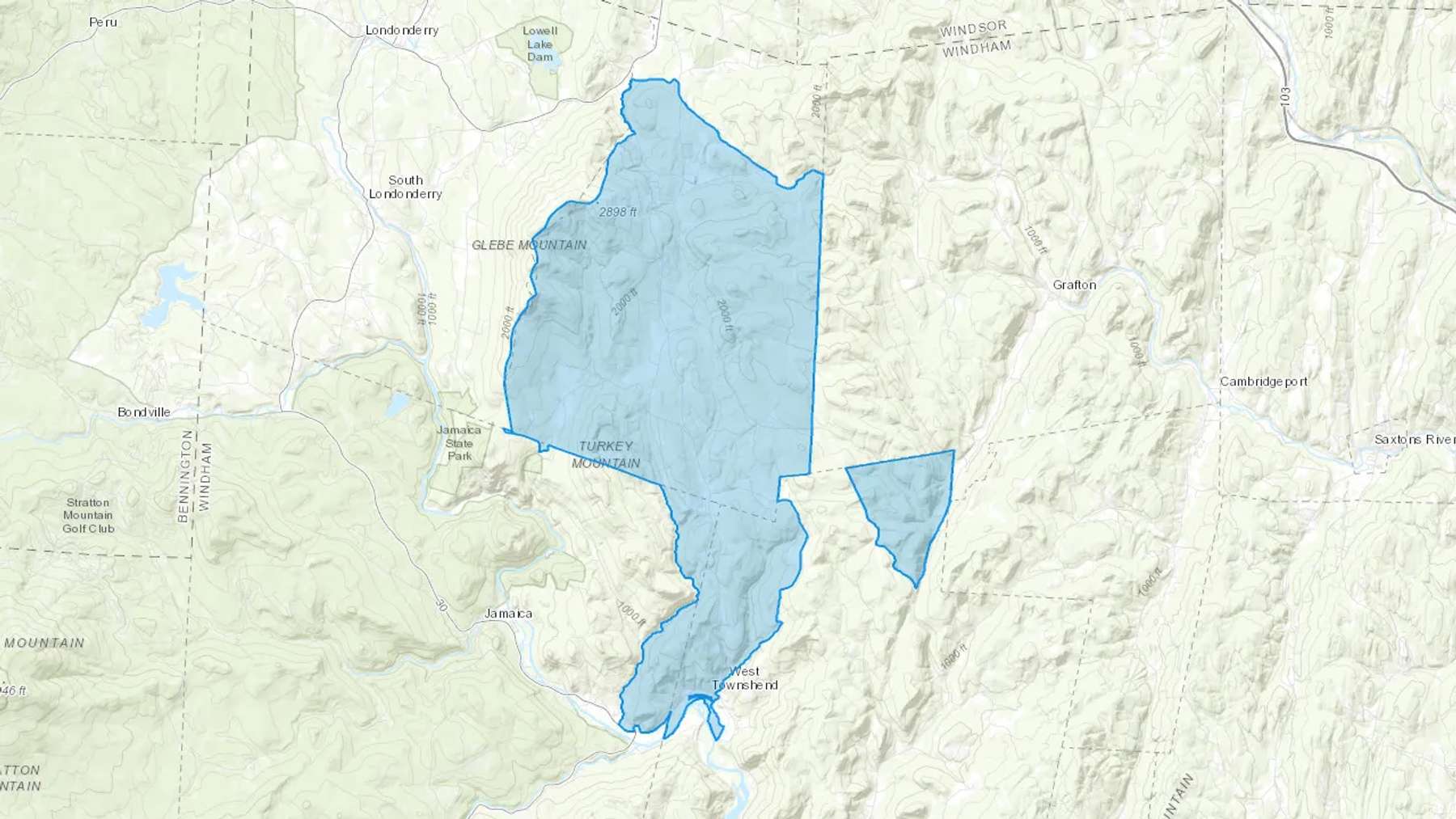 West Townshend, VT Cash heating Oil delivery map Map of the COD Fuel Oil delivery service area for West Townshend, VT
