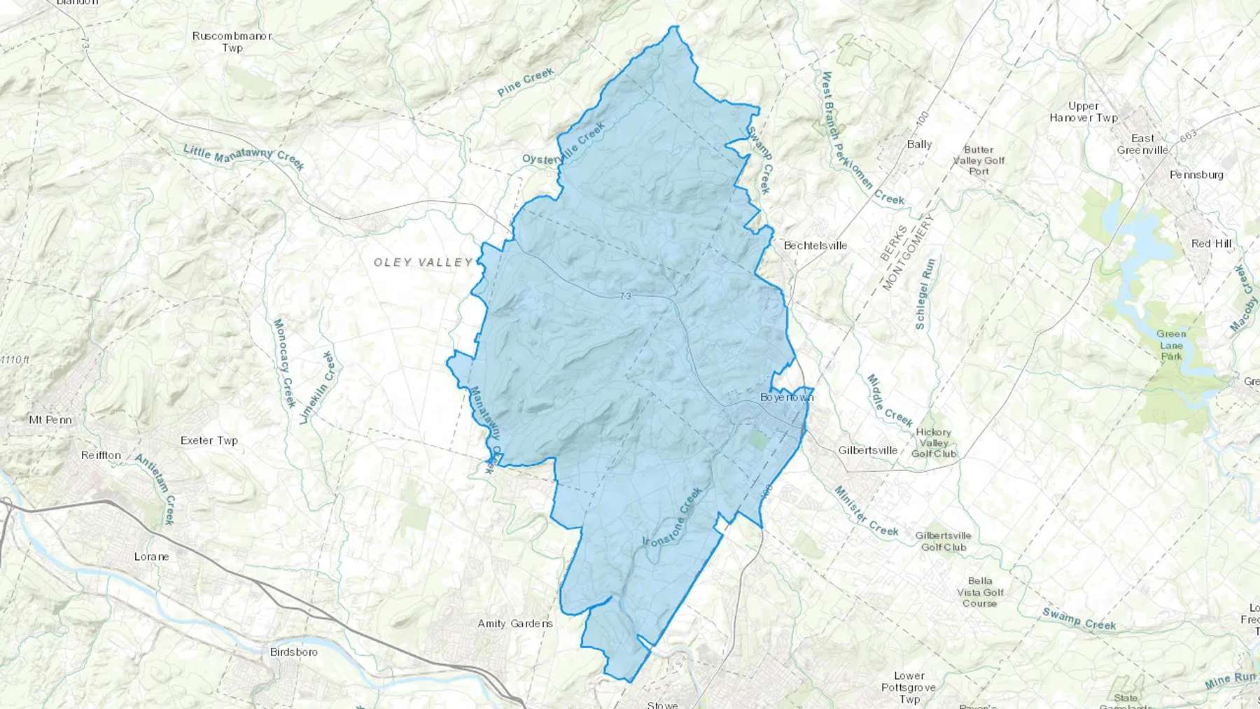 Boyertown, PA Cash heating Oil delivery map Map of the COD Fuel Oil delivery service area for Boyertown, PA