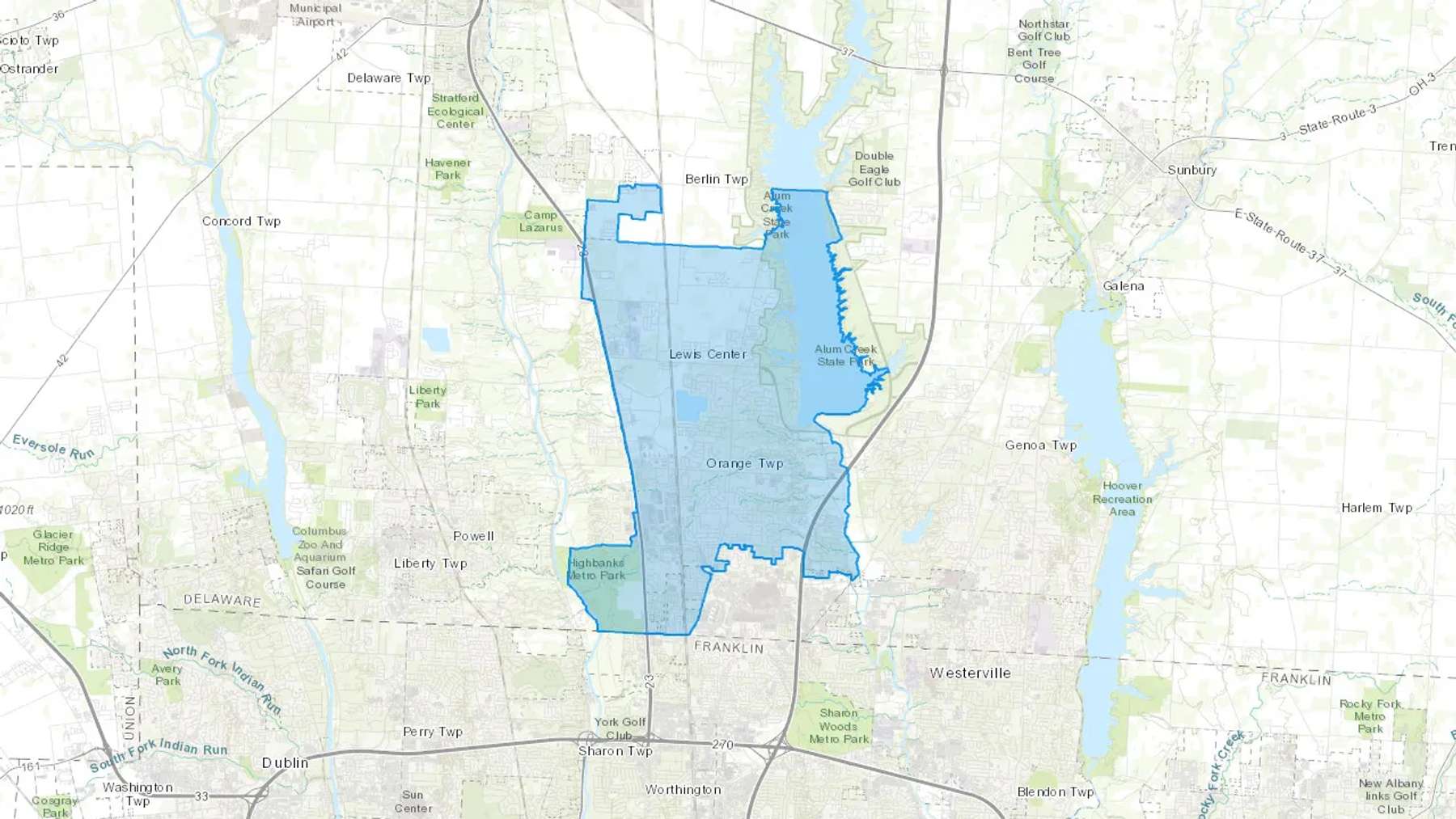 Lewis Center, OH Cash heating Oil delivery map Map of the COD Fuel Oil delivery service area for Lewis Center, OH