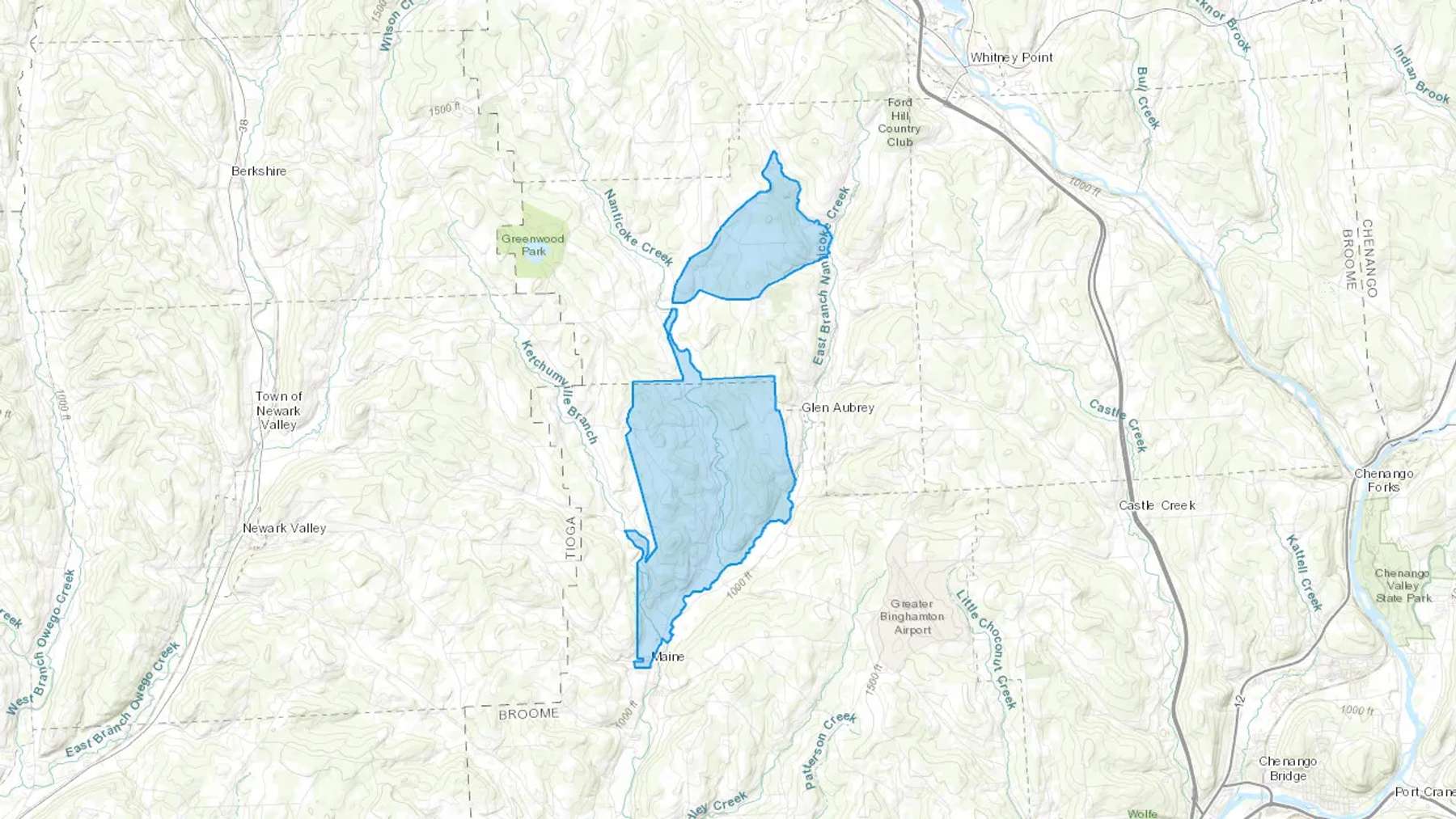 Maine, NY Cash heating Oil delivery map Map of the COD Fuel Oil delivery service area for Maine, NY