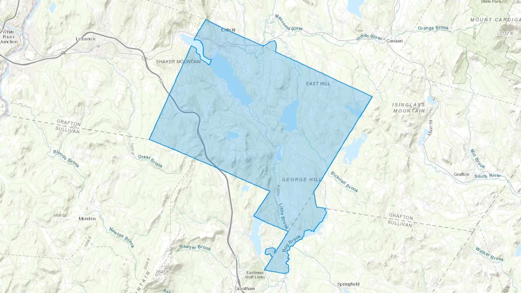 Enfield Center, NH Cash heating Oil delivery map Map of the COD Fuel Oil delivery service area for Enfield Center, NH